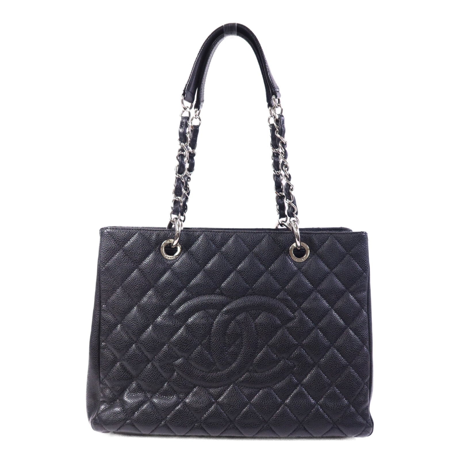 CHANEL 牛皮皮革GST銀扣鏈帶肩背袋
