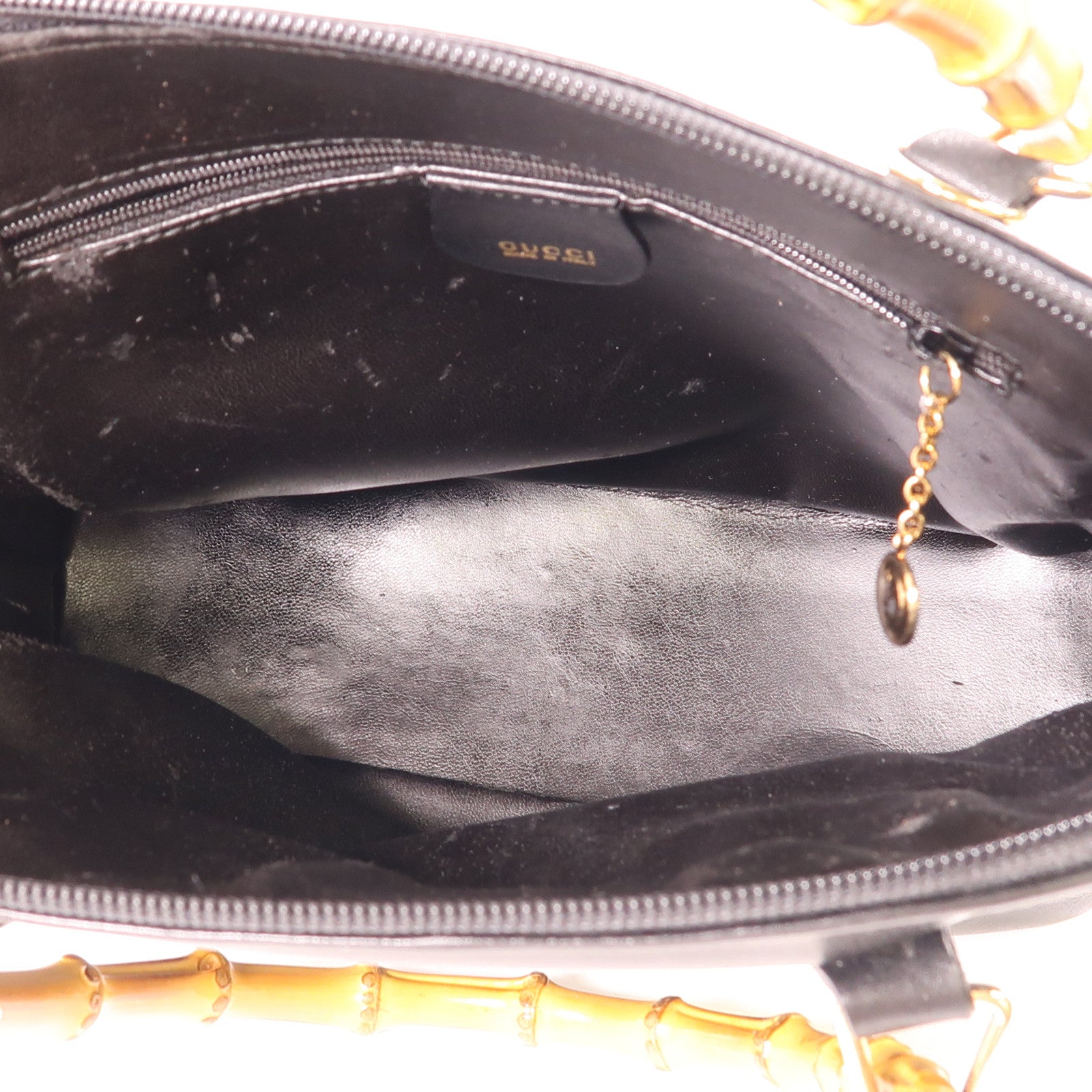 GUCCI GG GHW Bamboo Handbag 00021220290 Calfskin Leather Black