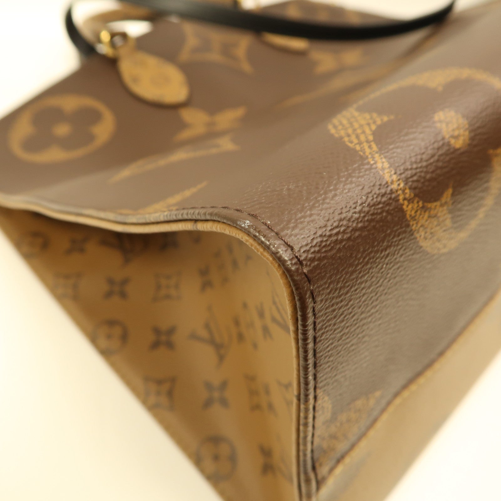LOUIS VUITTON Monogram Giant On The Go GM金扣手挽肩背兩用袋棕色