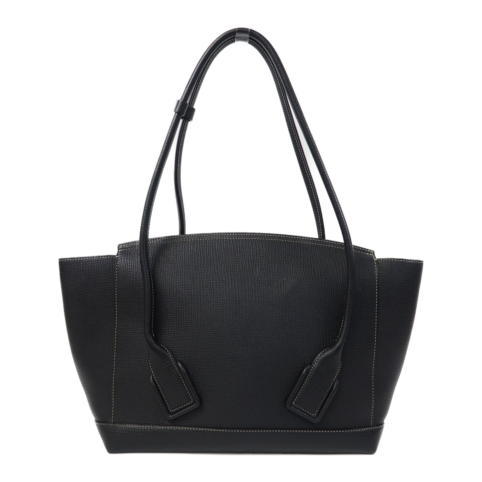 BOTTEGA VENETA 牛皮皮革Tote Bag金扣肩背袋黑色