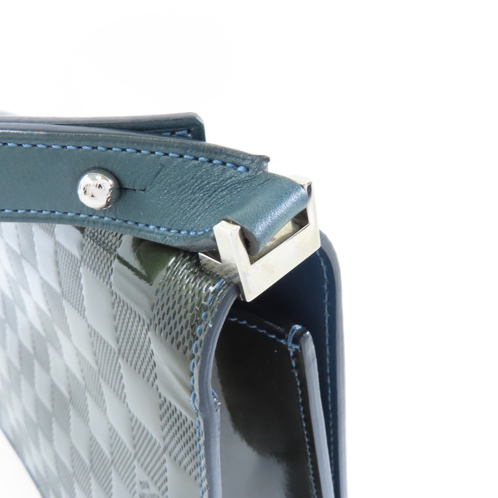 LOUIS VUITTON Damier Vernis Cabaret銀扣肩背袋綠色