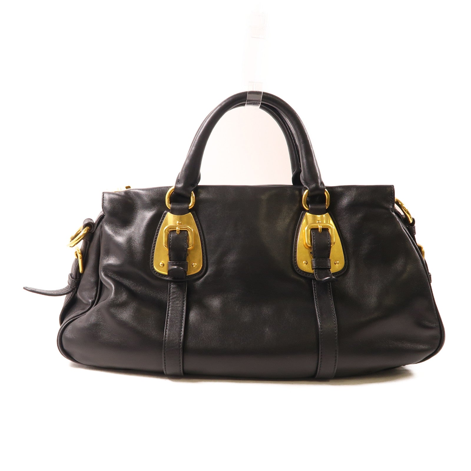 PRADA 牛皮皮革2 Way Shoulder金扣手挽肩背兩用袋黑色