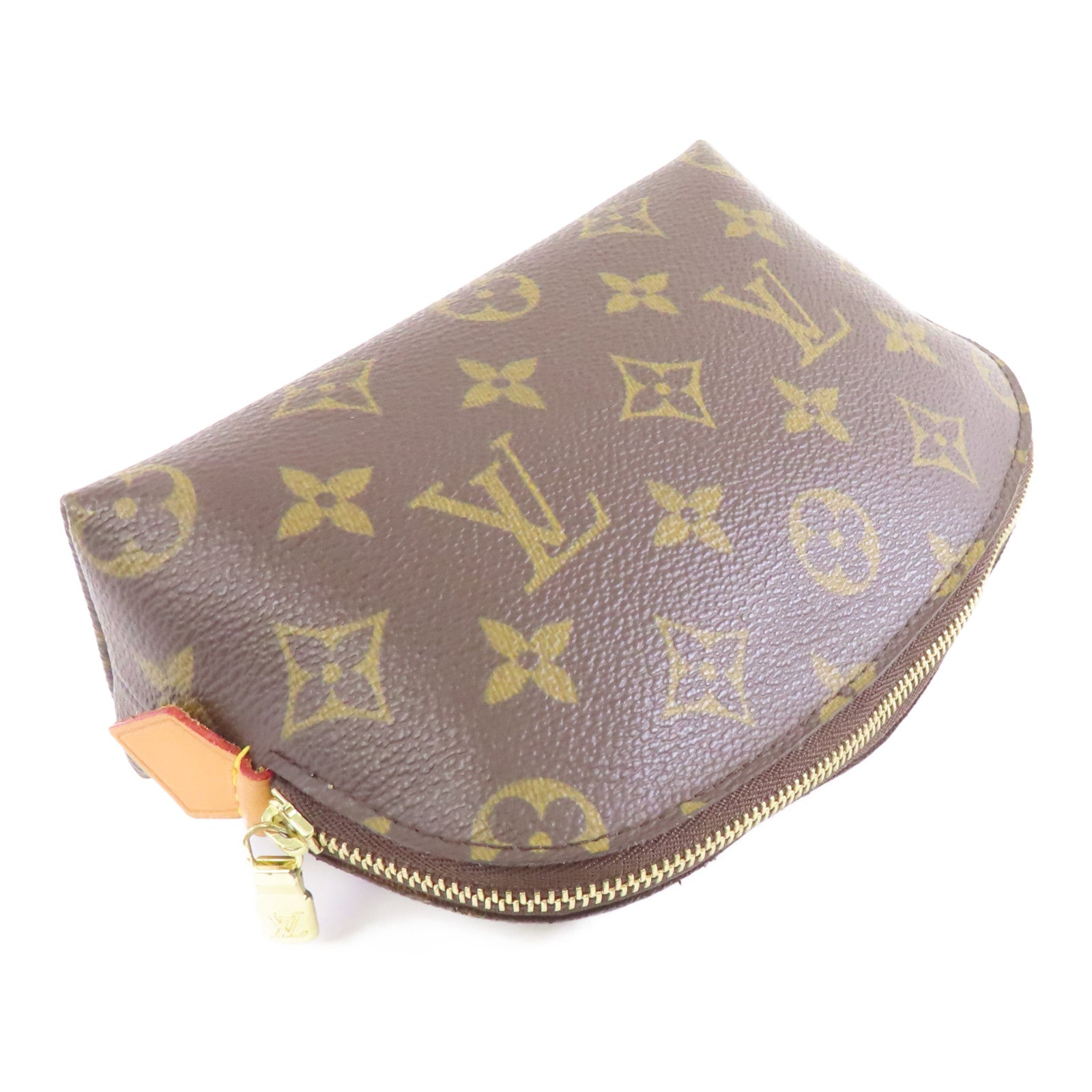 LOUIS VUITTON Monogram Pouch金扣化妝袋啡色