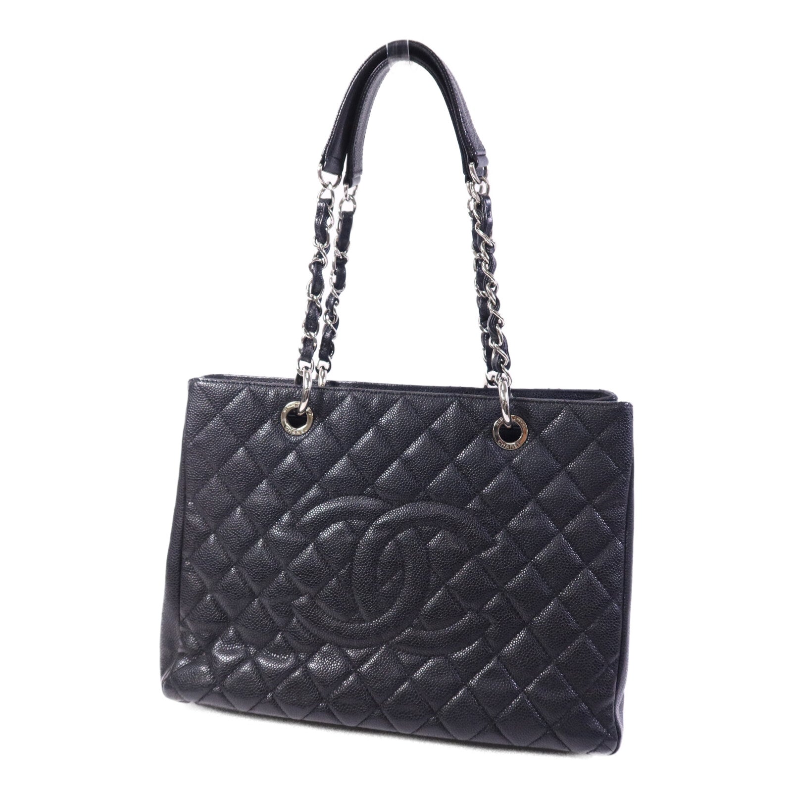 CHANEL 牛皮皮革GST銀扣鏈帶肩背袋