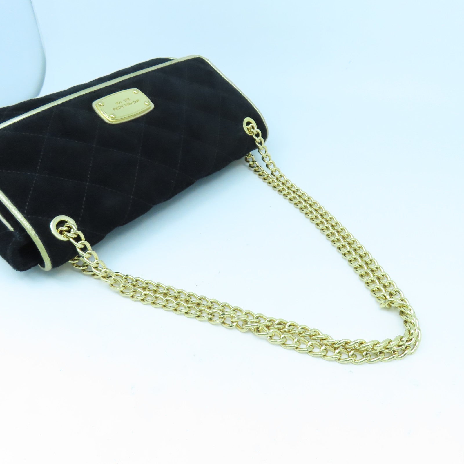 Michael Kors 【激減優惠】麂皮皮革Shoulder Bag金扣鏈帶肩背袋黑色