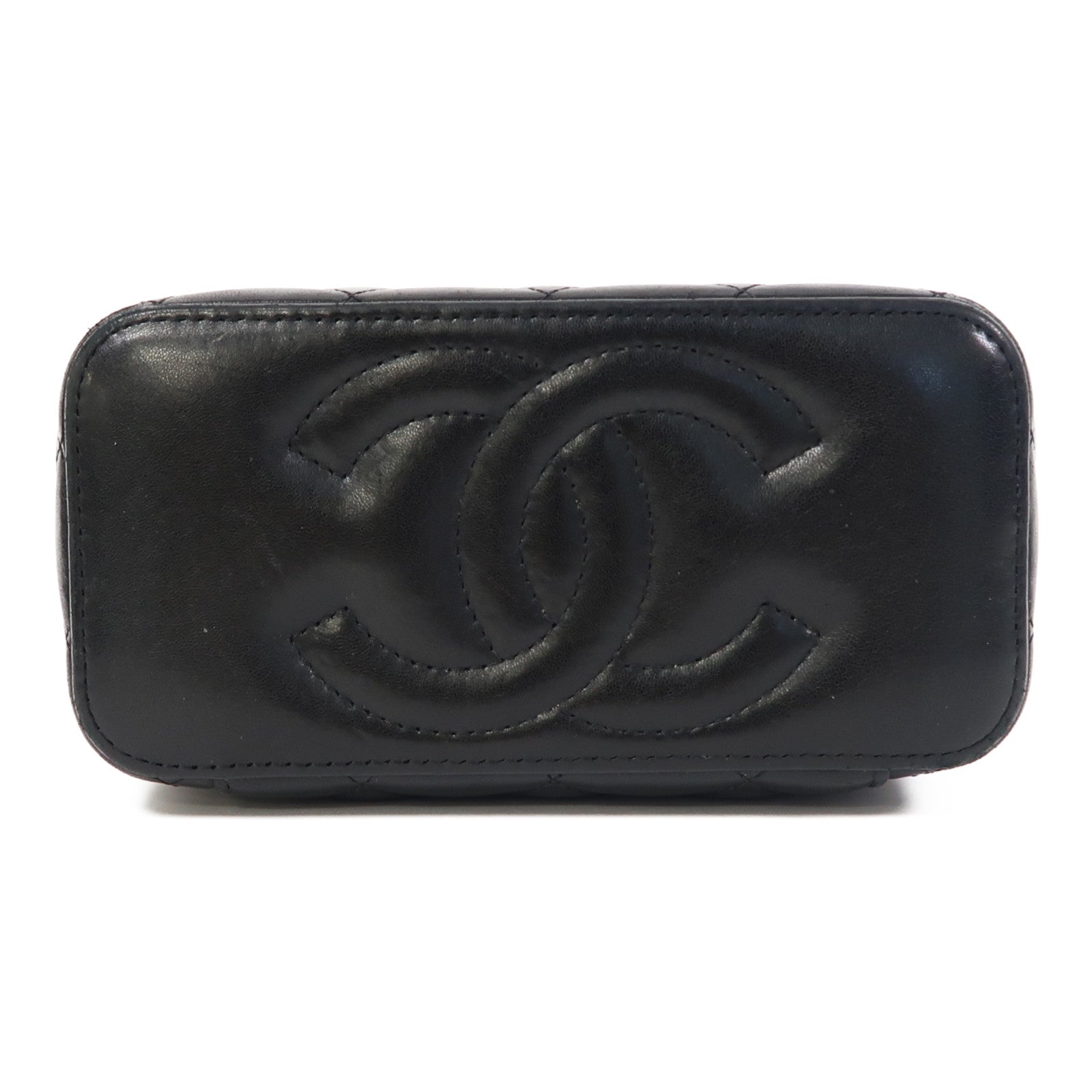 CHANEL 【激減優惠】菱格羊皮皮革Vanity Case金扣鏈帶肩背袋黑色