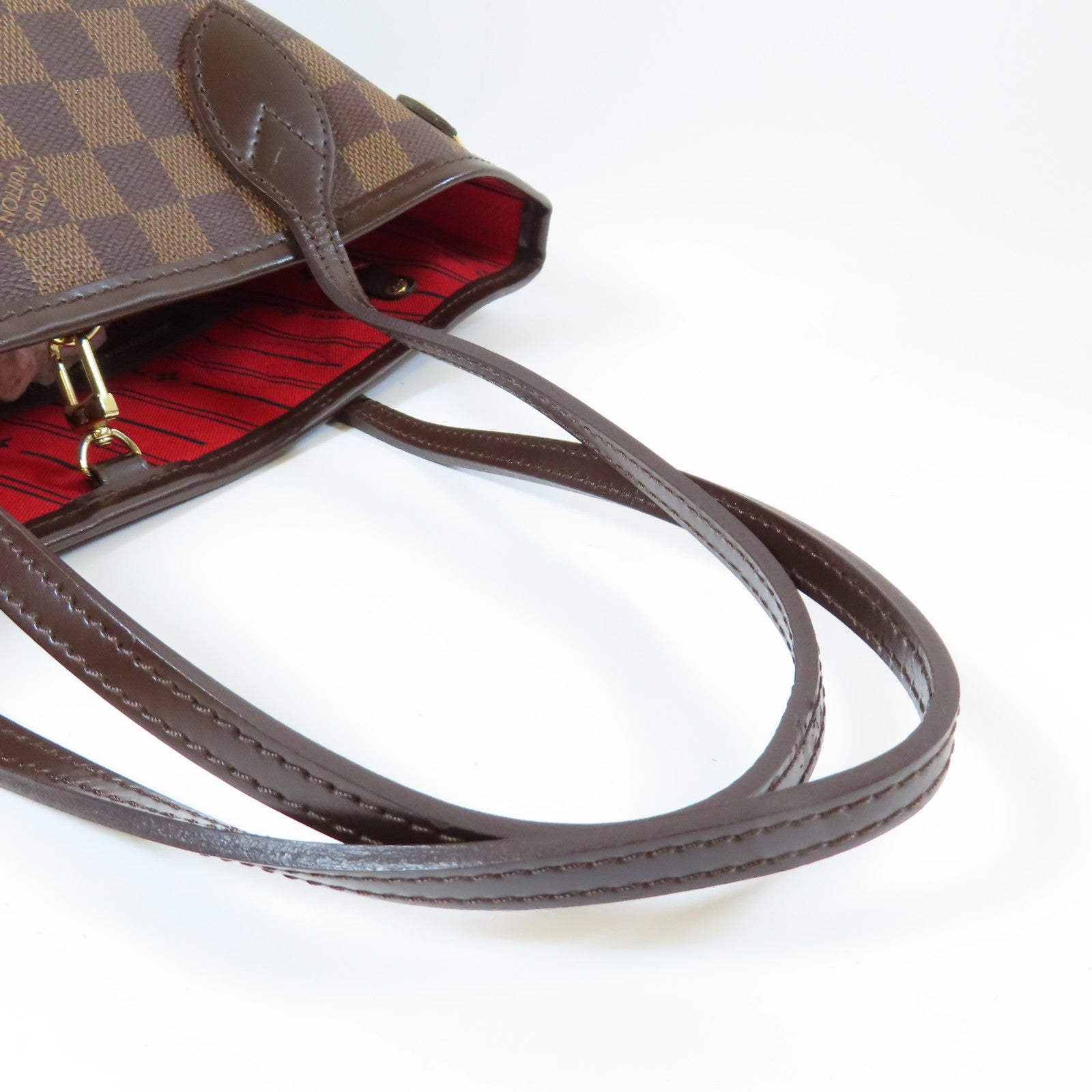LOUIS VUITTON Damier Neverfull PM金扣手挽袋啡色