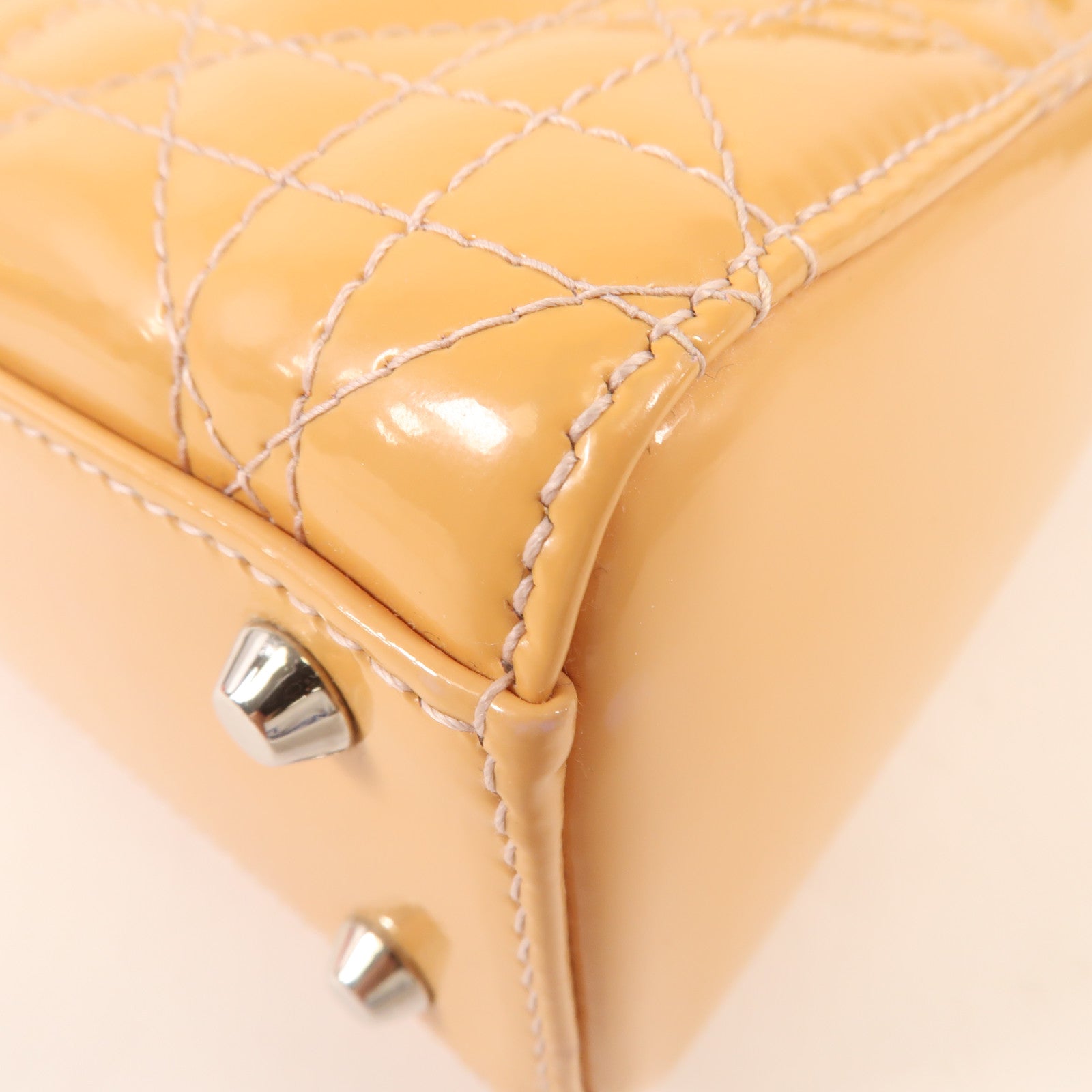 Dior 漆皮皮革Mini Lady Dior銀扣手挽肩背兩用袋