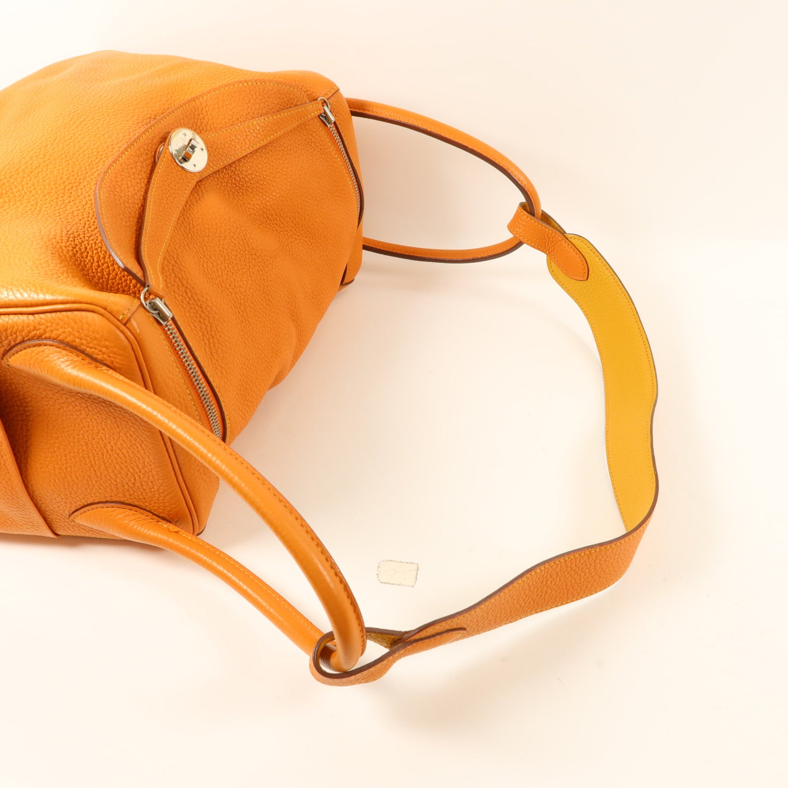 HERMES Clemence皮革Lindy 34手挽肩背兩用袋Orange/Jaune Ambre