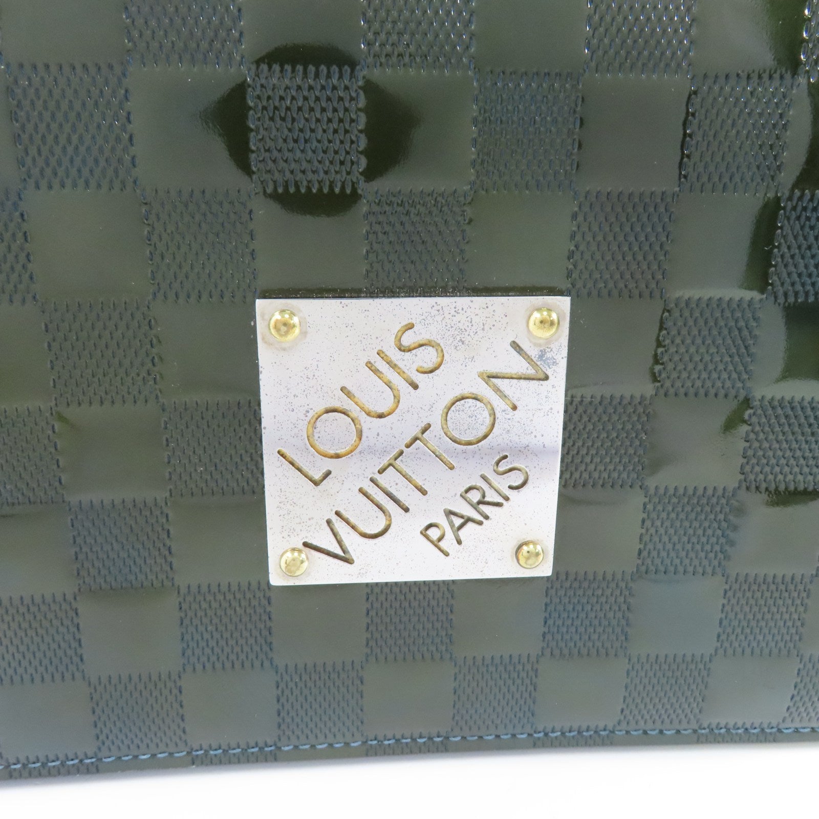 LOUIS VUITTON Damier Vernis Cabaret銀扣肩背袋綠色