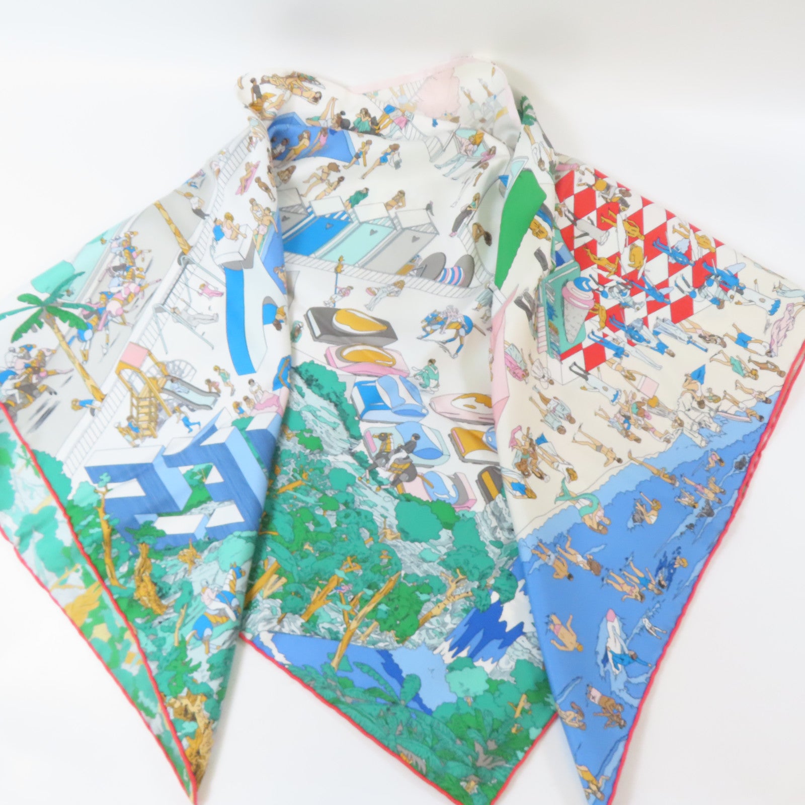 HERMES 絲質Dossard Scarf絲巾彩色