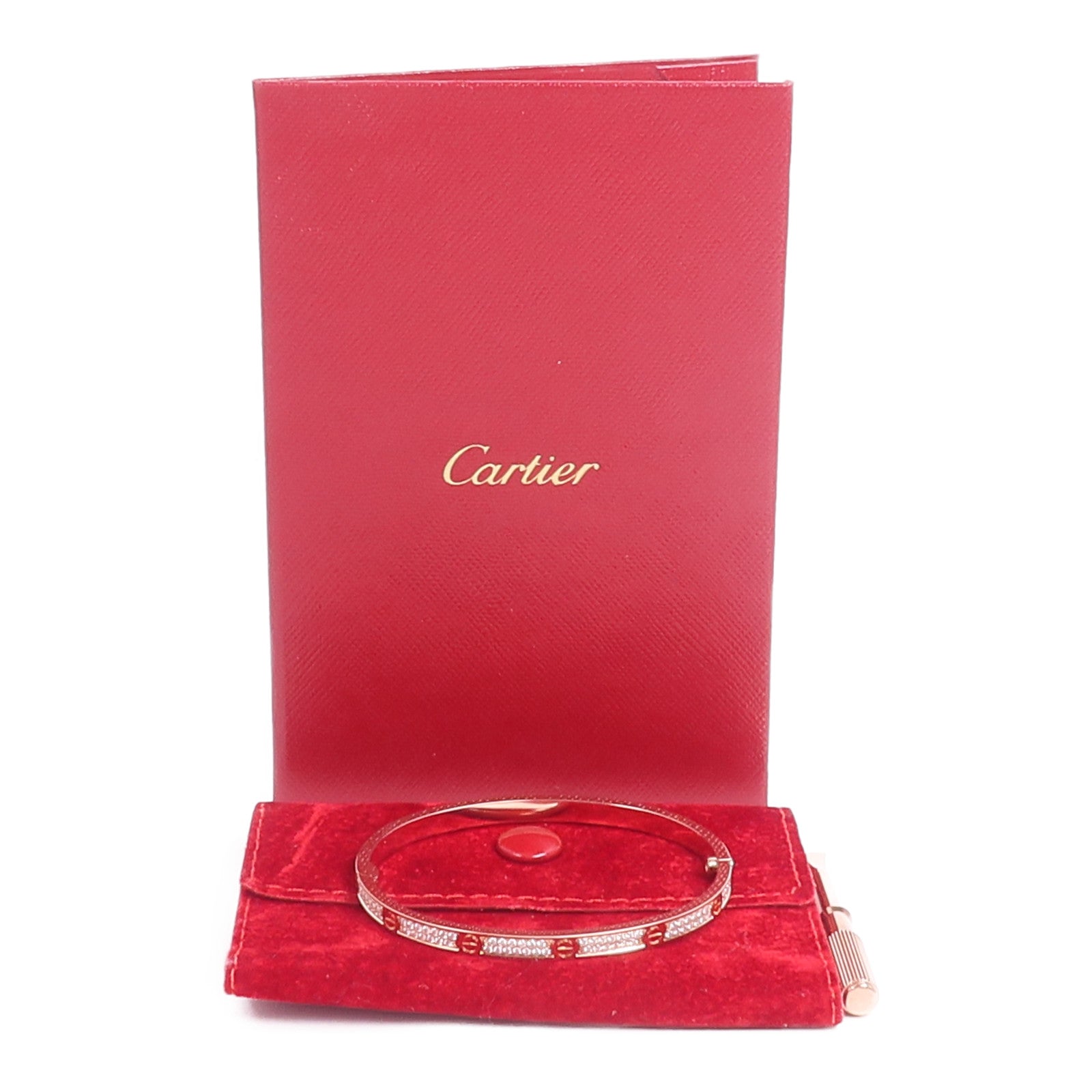 CARTIER 18K玫瑰金Love Bracelet SM Paved Diamond手鐲