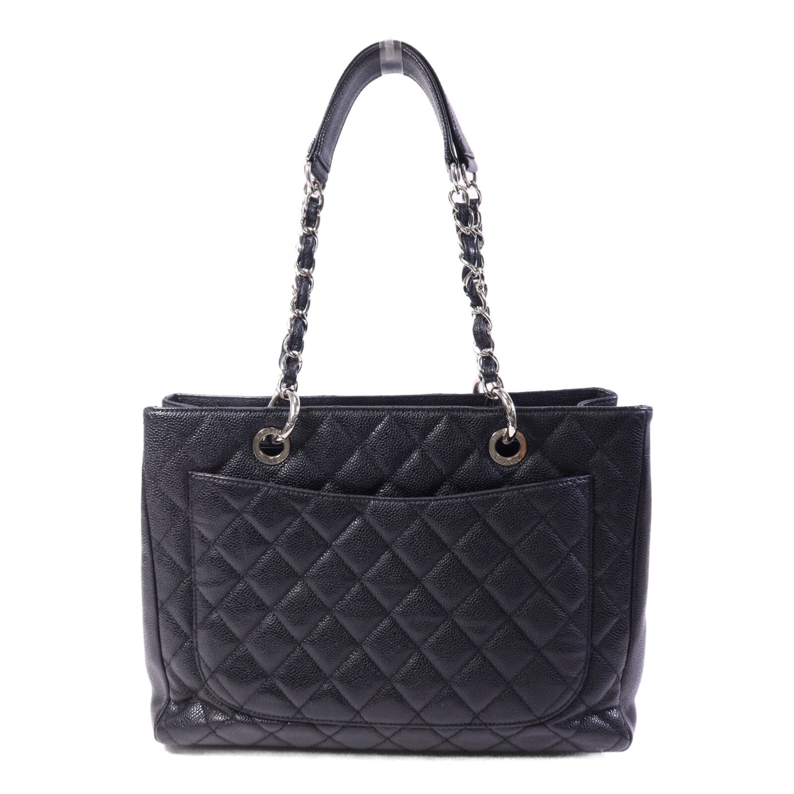 CHANEL 牛皮皮革GST銀扣鏈帶肩背袋
