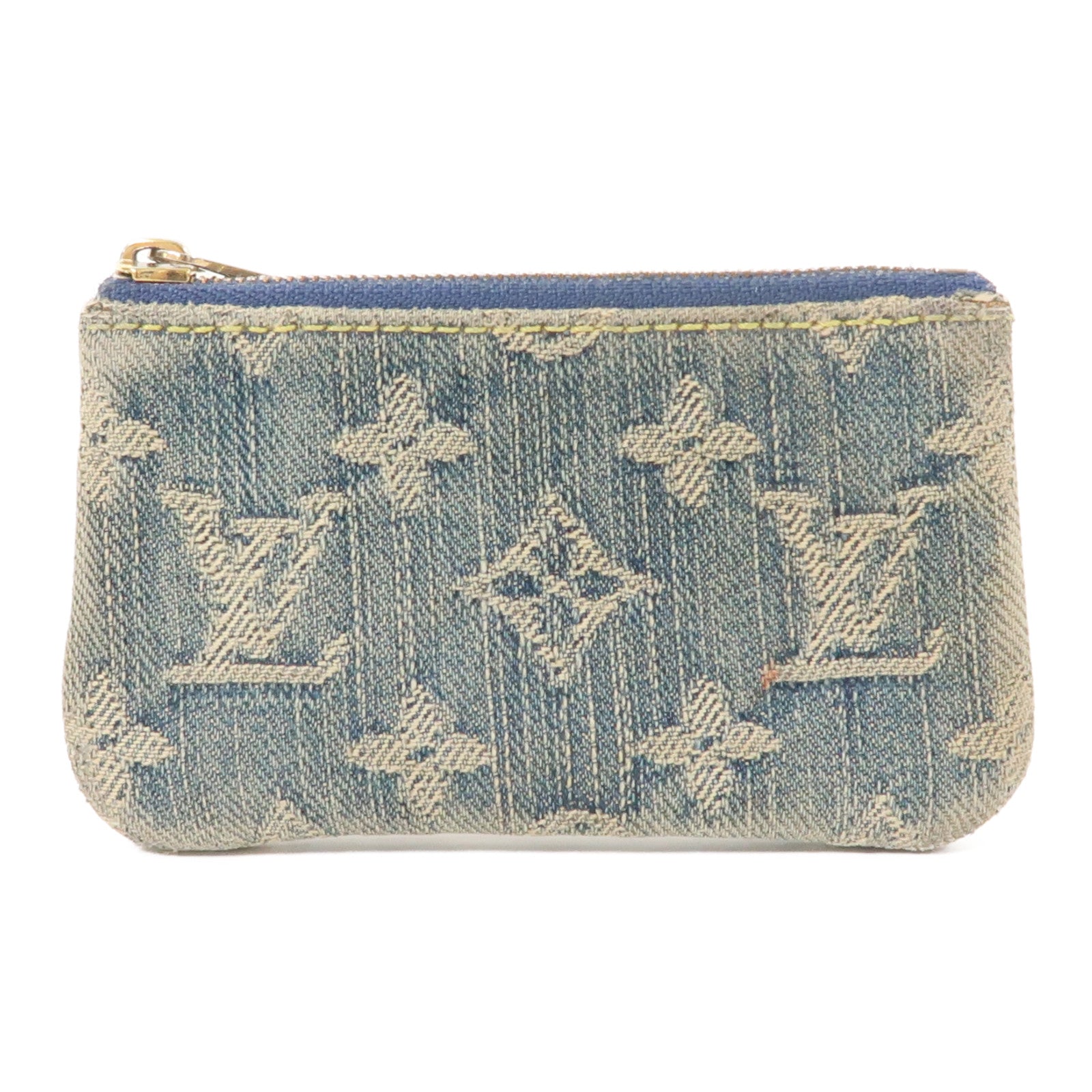 LOUIS VUITTON Monogram Denim Key & Coin Case金扣零錢包藍色