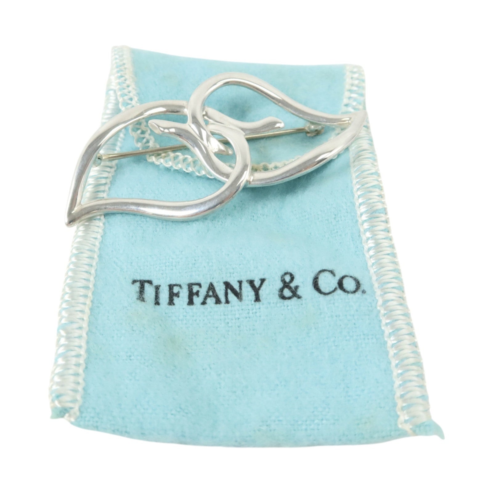 TIFFANY＆CO 925純銀Vintage Double Leaf Brooch銀扣胸針