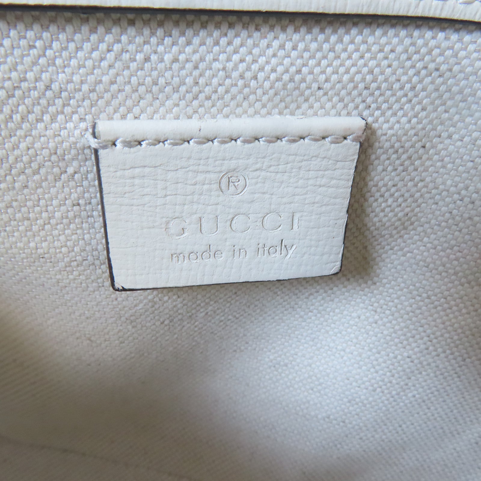 GUCCI 塗層帆布Horsebit 1955 Mini Bag金扣肩背袋白色/啡色