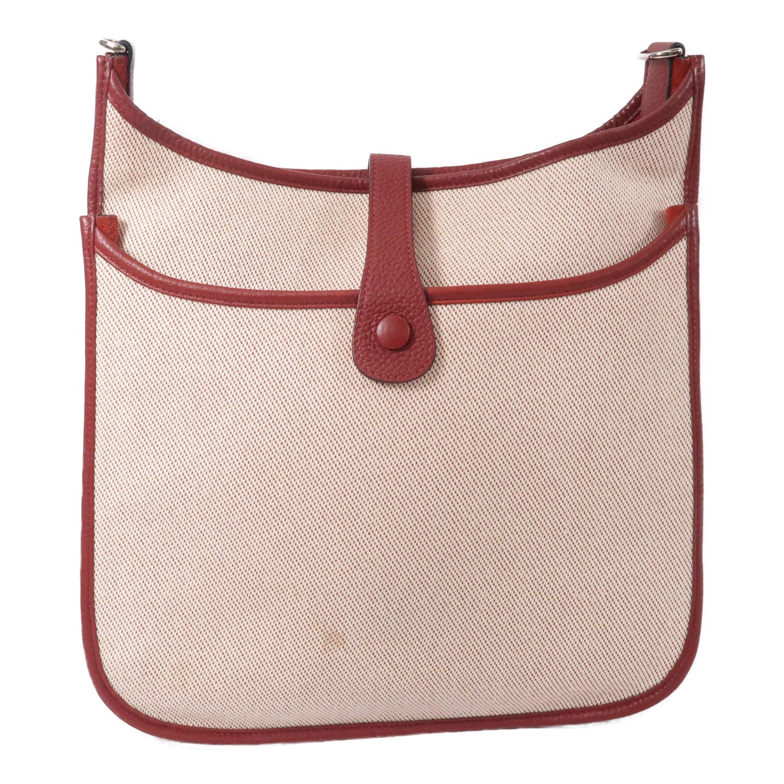 HERMES 帆布/Clemence皮革Evelyne PM肩背袋Rouge