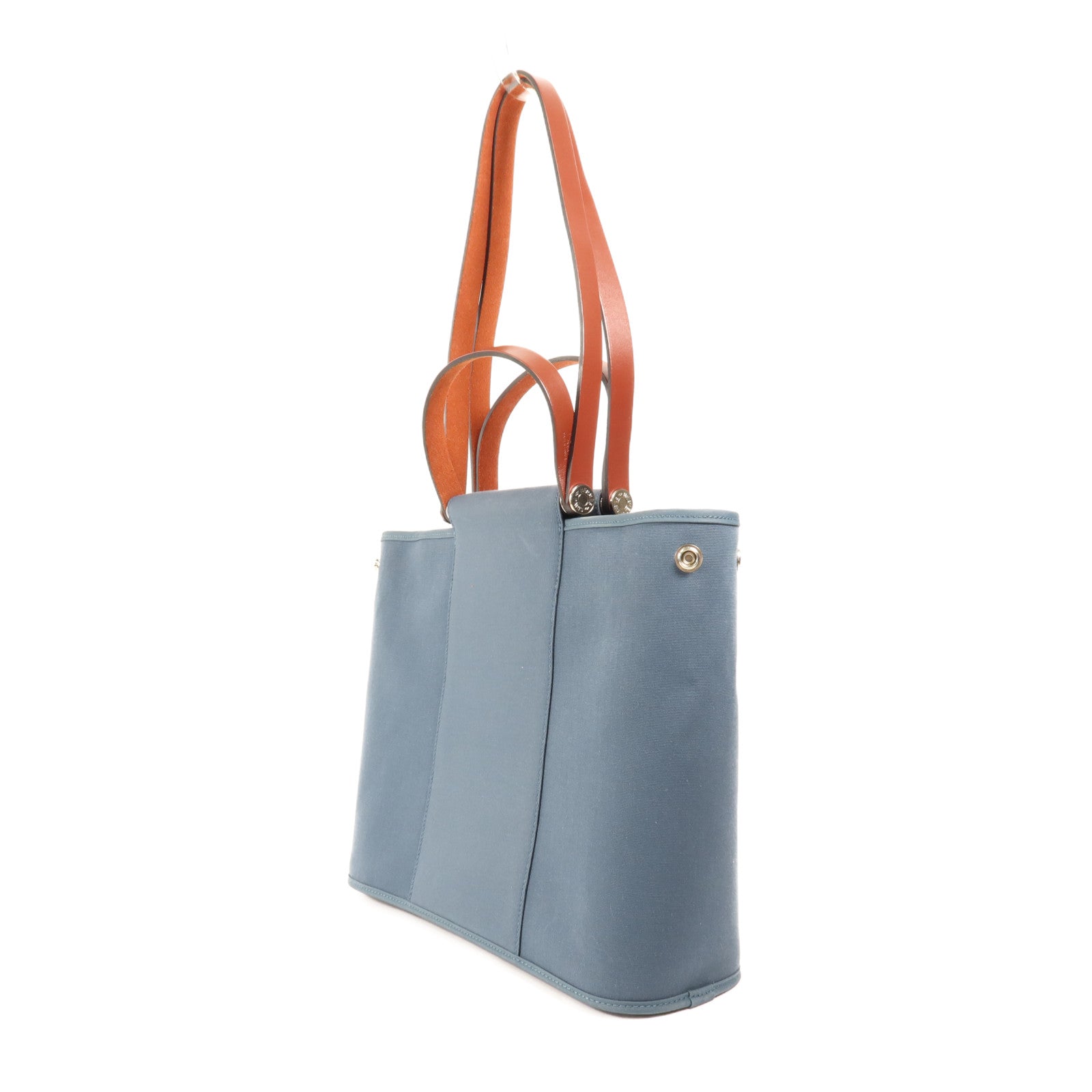 HERMES 帆布Cabag 32銀扣手挽肩背兩用袋Bleu Tempete