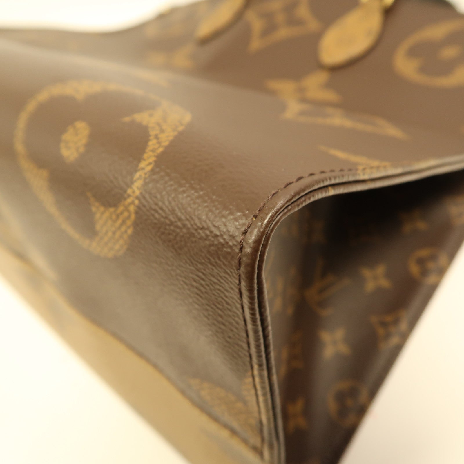 LOUIS VUITTON Monogram Giant On The Go GM金扣手挽肩背兩用袋棕色