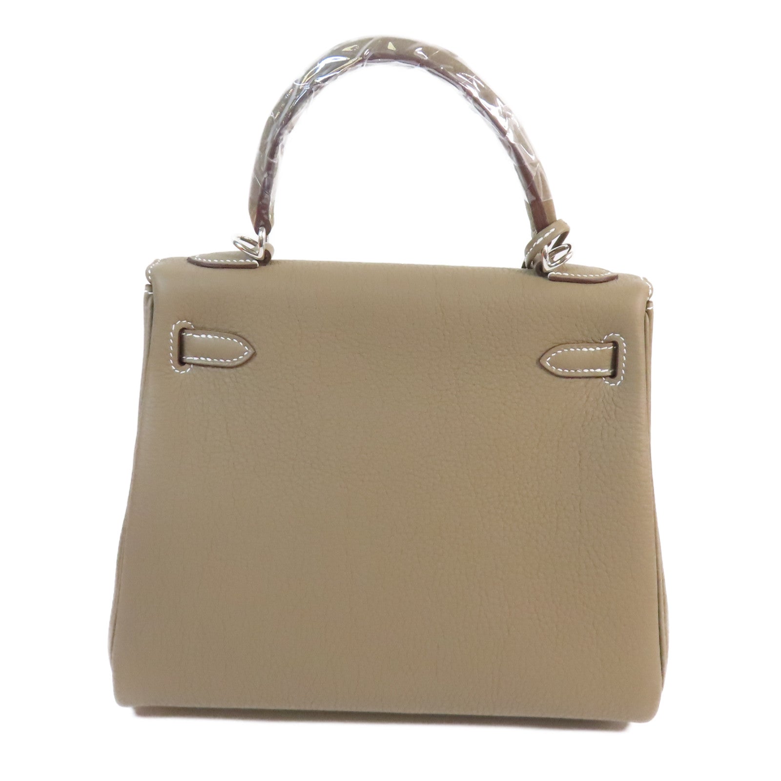 HERMES Togo皮革Kelly 25銀扣手挽肩背兩用袋Etoupe