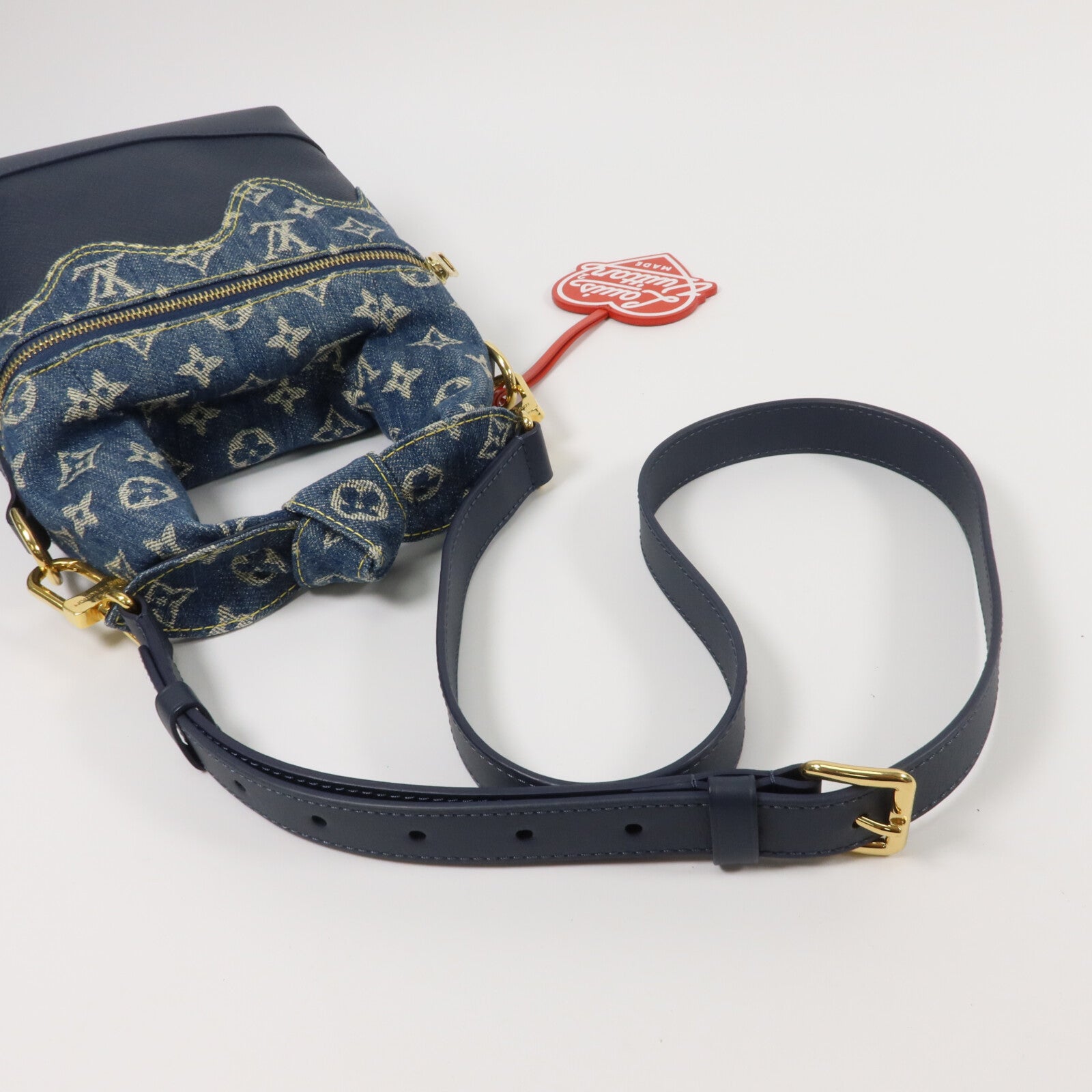 LOUIS VUITTON Monogram Denim/Taurillon Japanese Cruiser手挽肩背兩用袋