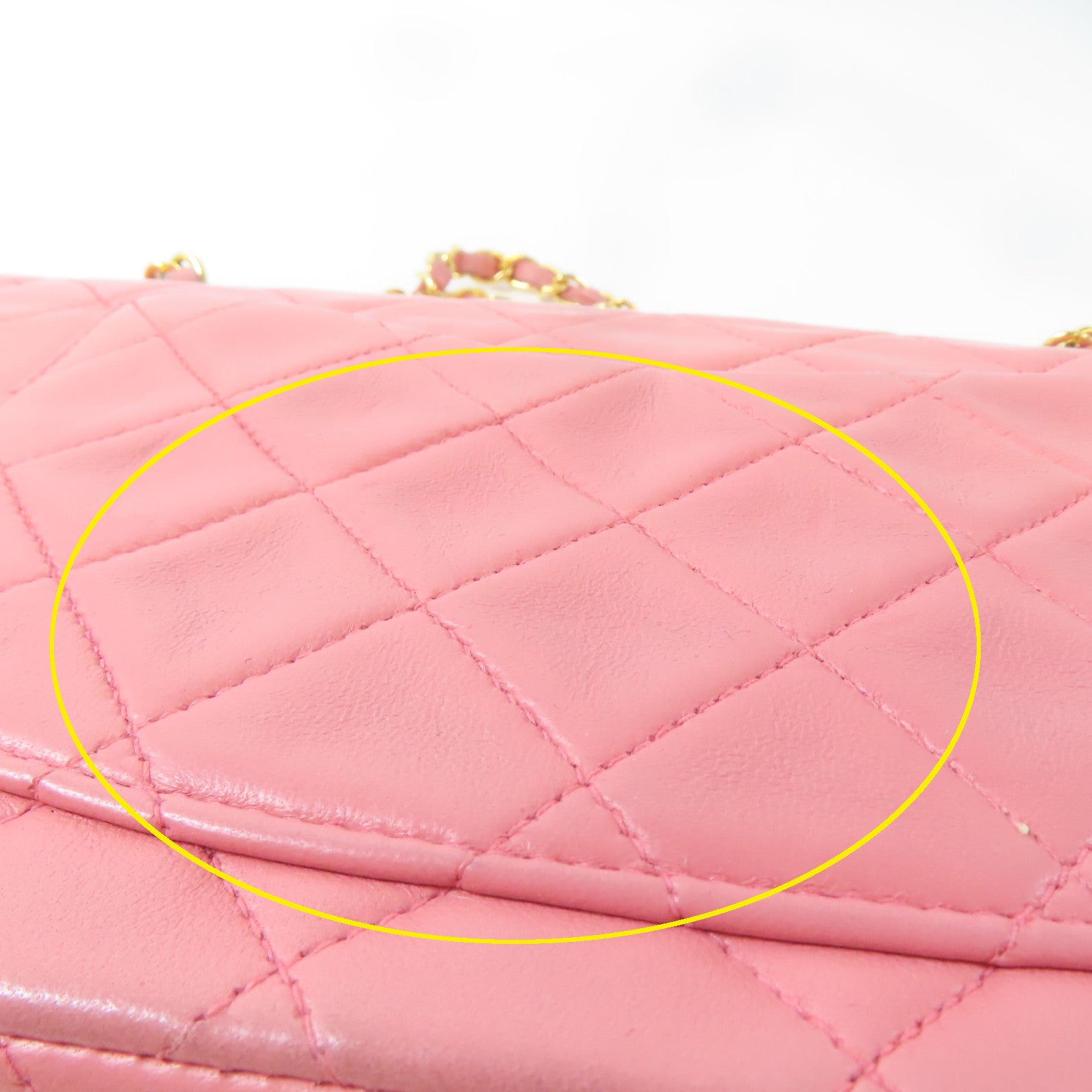 CHANEL 菱格羊皮皮革Chain Shoulder Bag金扣鏈帶肩背袋粉紅色