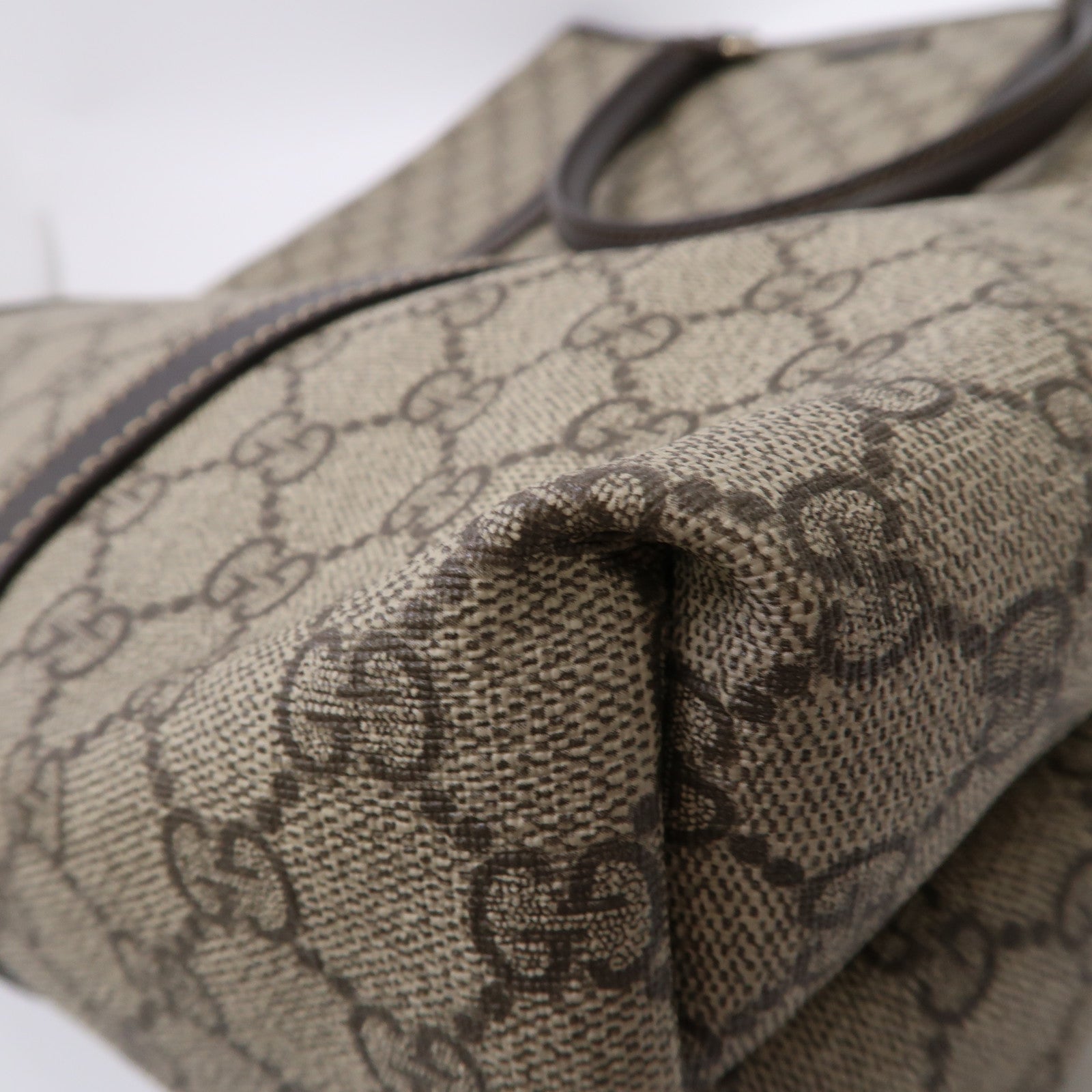 GUCCI 塗層帆布Tote Bag金扣手挽袋啡色