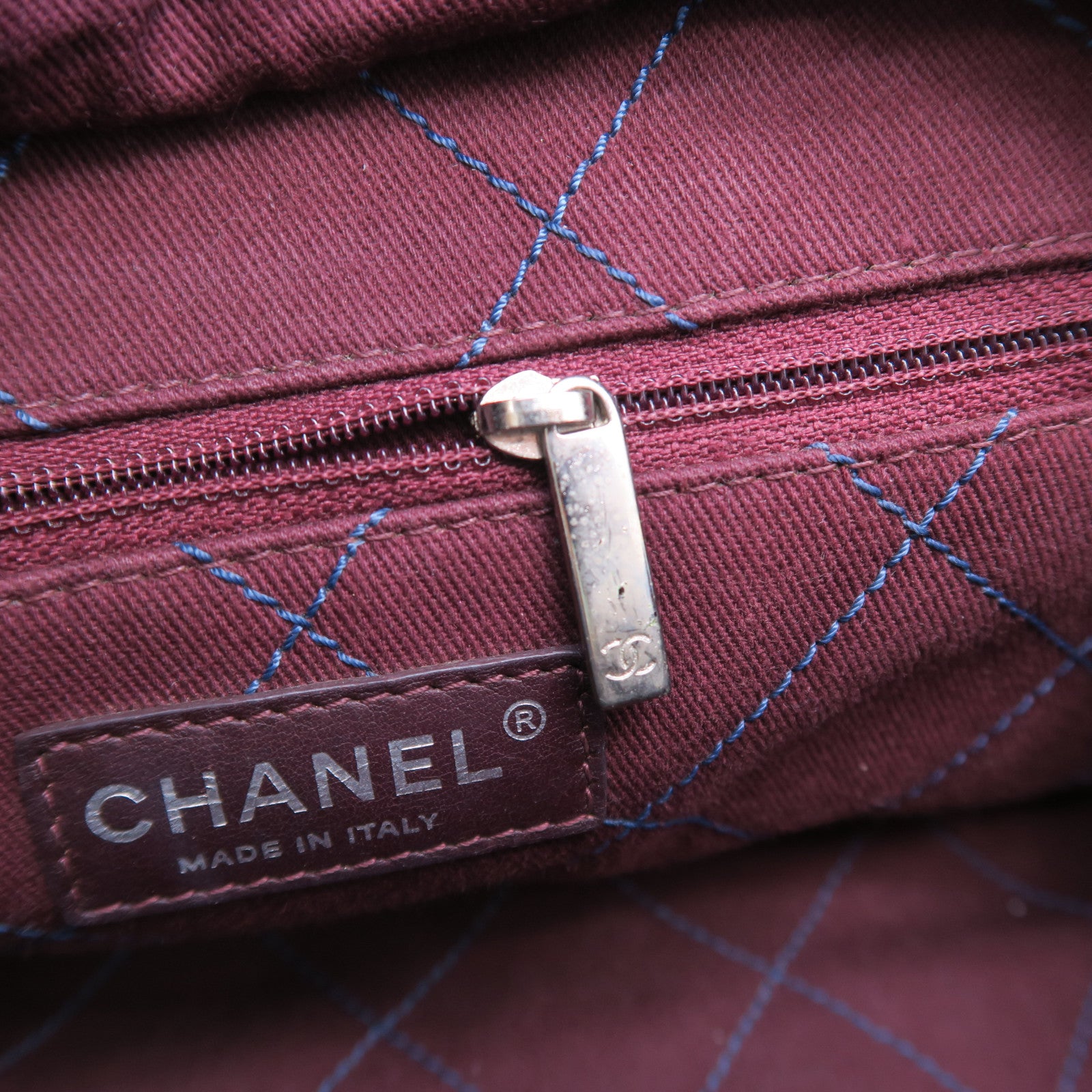CHANEL 【激減優惠】菱格牛皮皮革2 Way Shoulder Bag銀扣手挽肩背兩用袋藍色