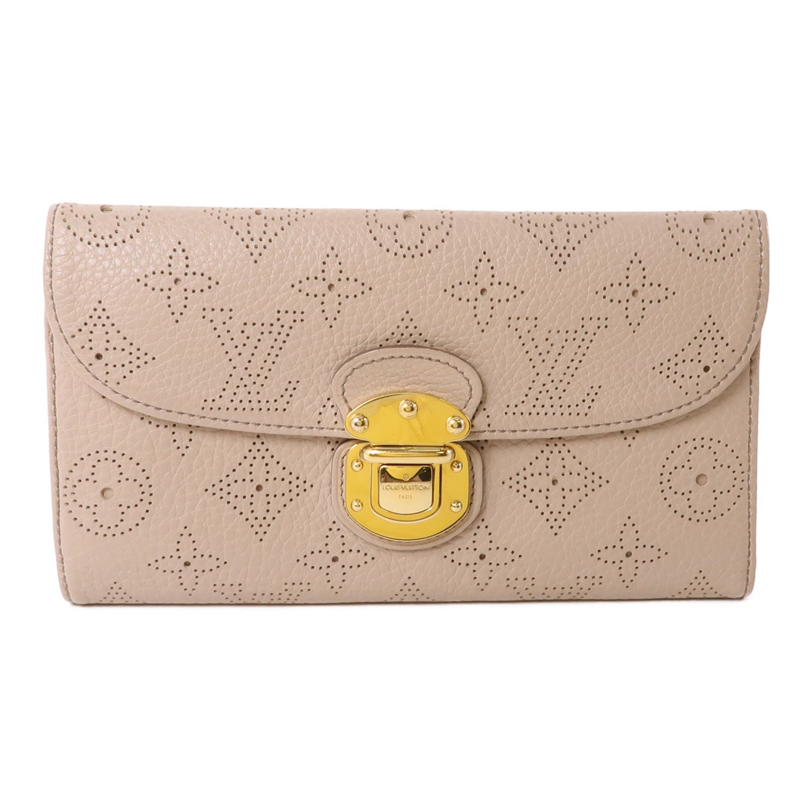 LOUIS VUITTON 【激減優惠】Monogram Mahina Amelia Coquille Long Wallet金扣長錢包米色