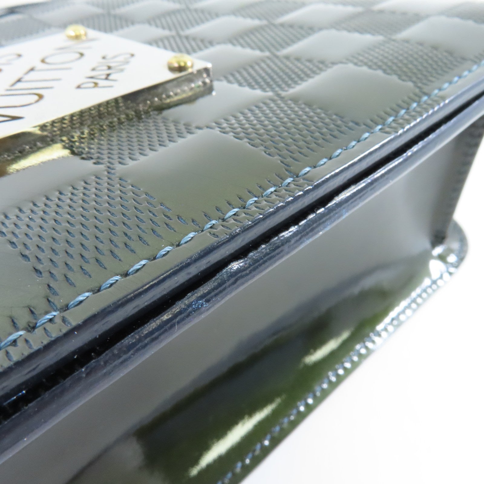 LOUIS VUITTON Damier Vernis Cabaret銀扣肩背袋綠色