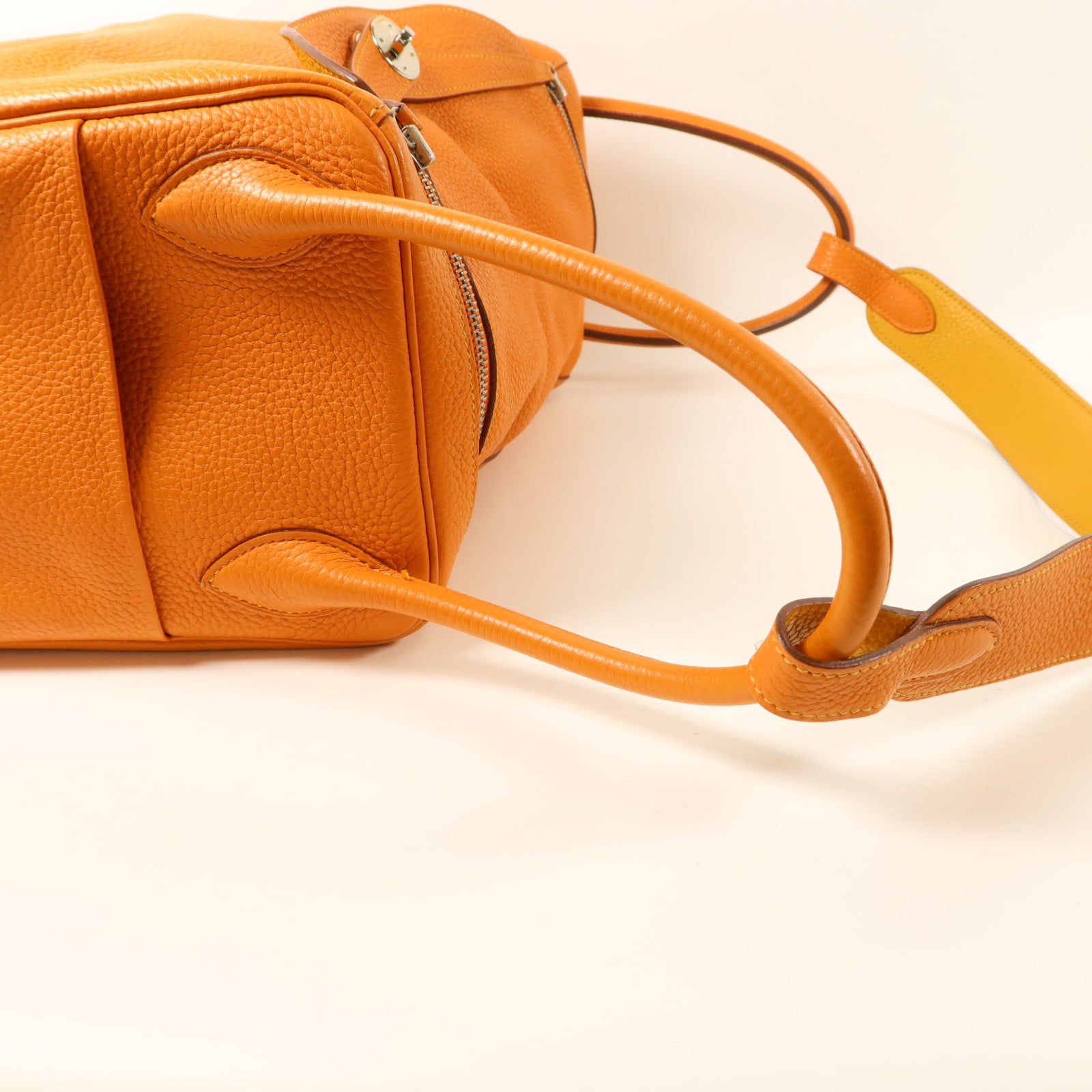 HERMES Clemence皮革Lindy 34手挽肩背兩用袋Orange/Jaune Ambre