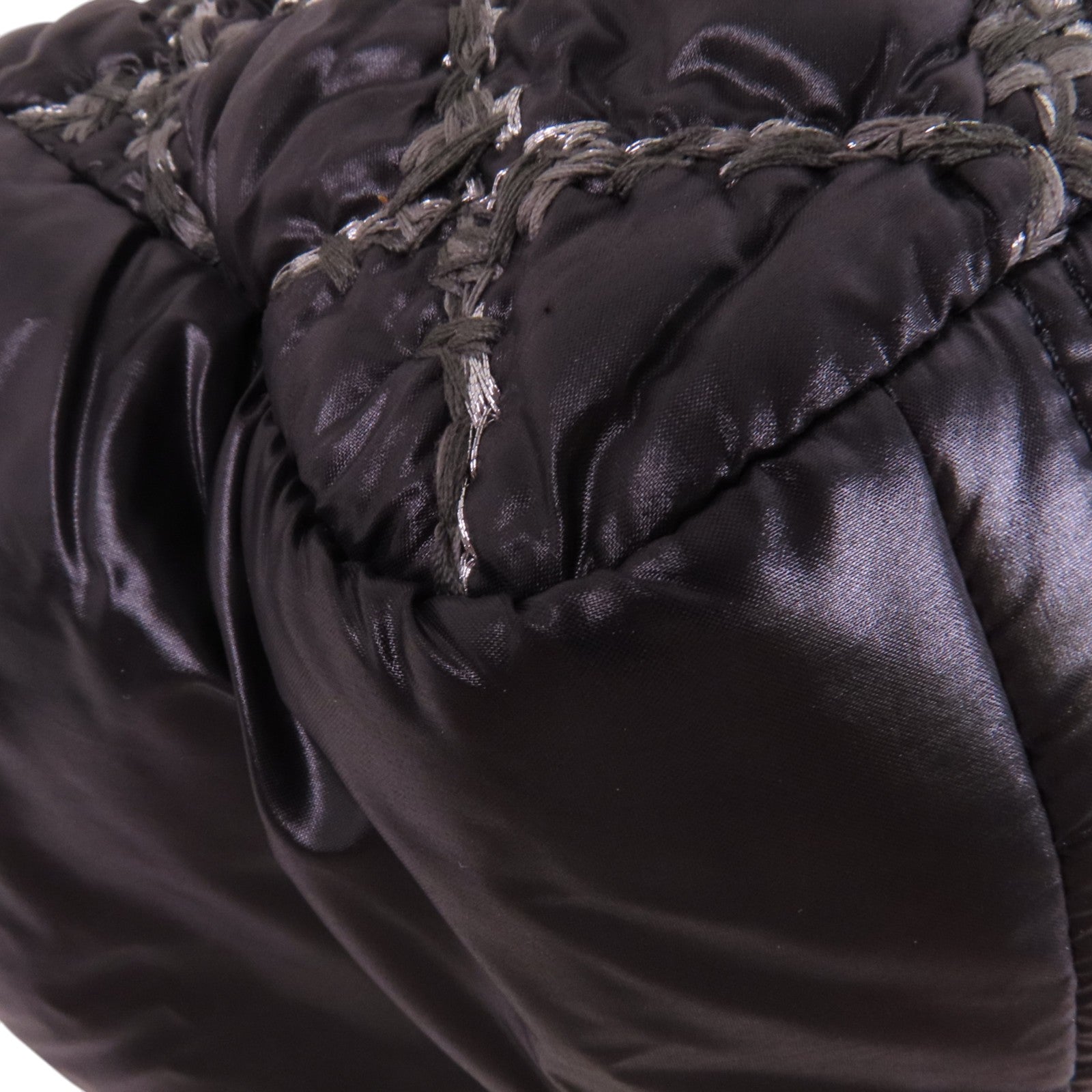 CHANEL 尼龍Chain Shoulder銀扣鏈帶肩背袋