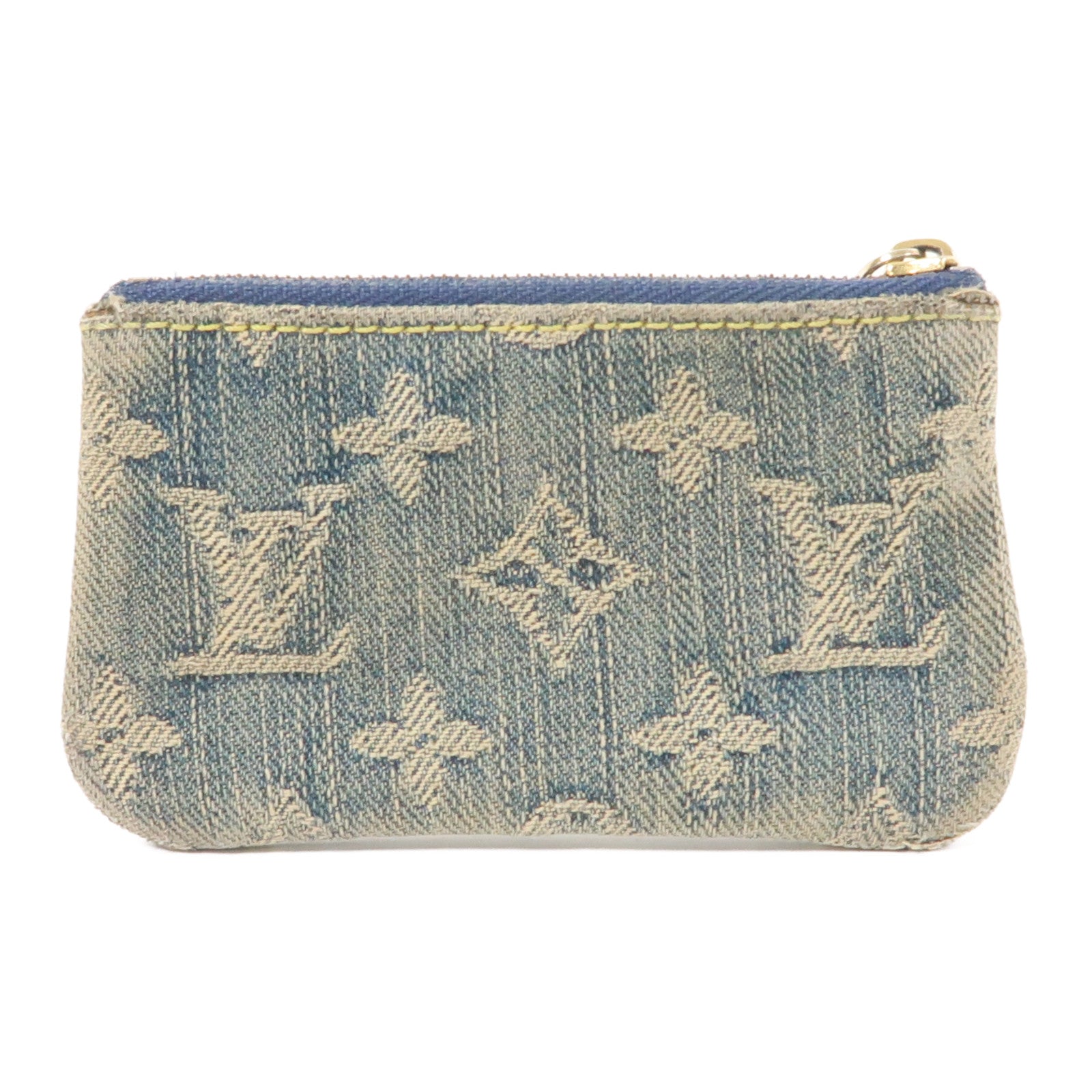 LOUIS VUITTON Monogram Denim Key & Coin Case金扣零錢包藍色