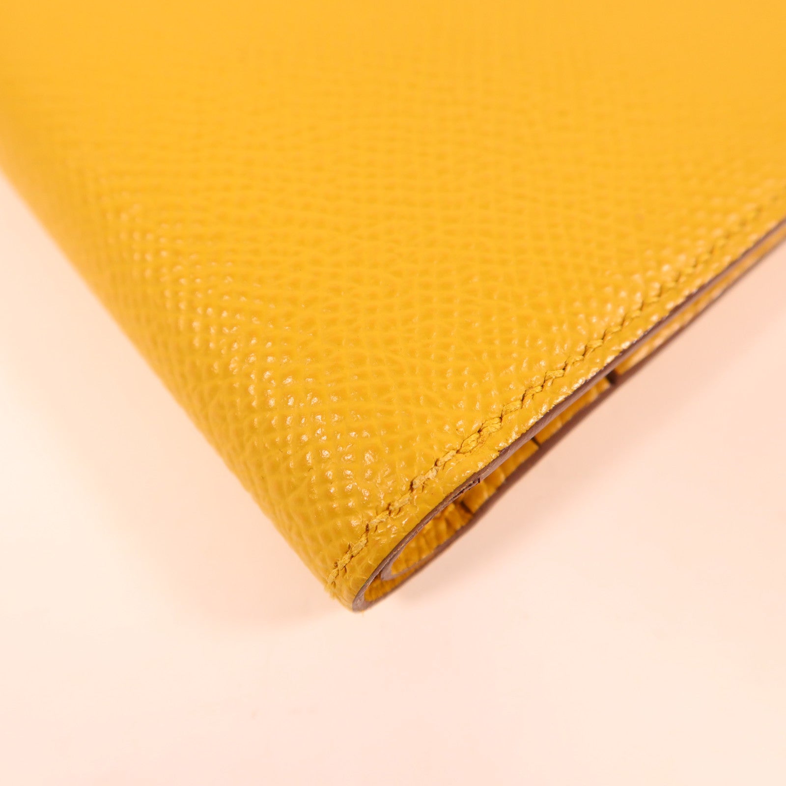 HERMES Epsom皮革Wallet金扣錢包黃色