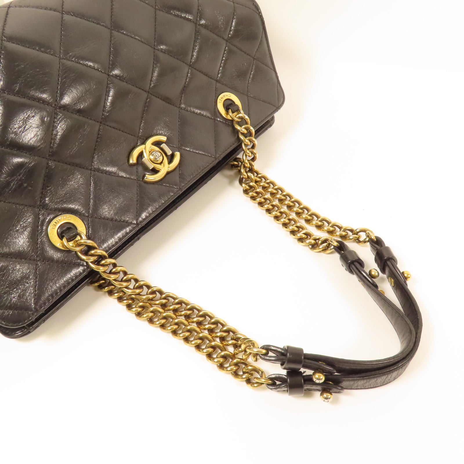 CHANEL 牛皮皮革Perfect Edge Tote金扣肩背袋