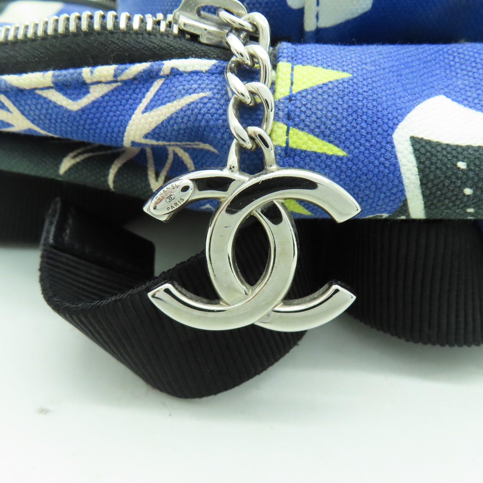 CHANEL 【激減優惠】帆布Rucksack銀扣背包藍色/黑色