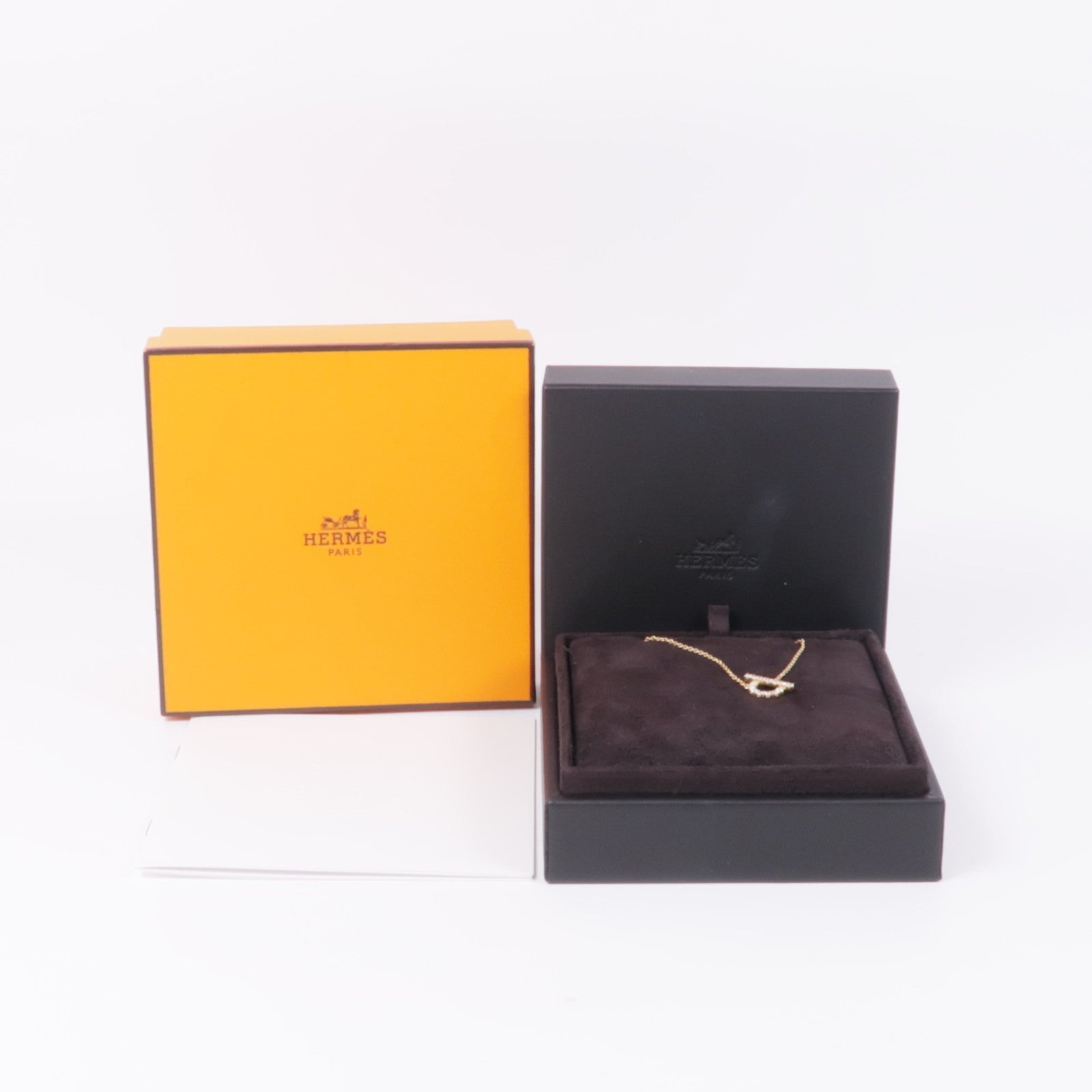 HERMES 18K玫瑰金Finesse Pendant Diamond Necklace鑽石項鍊
