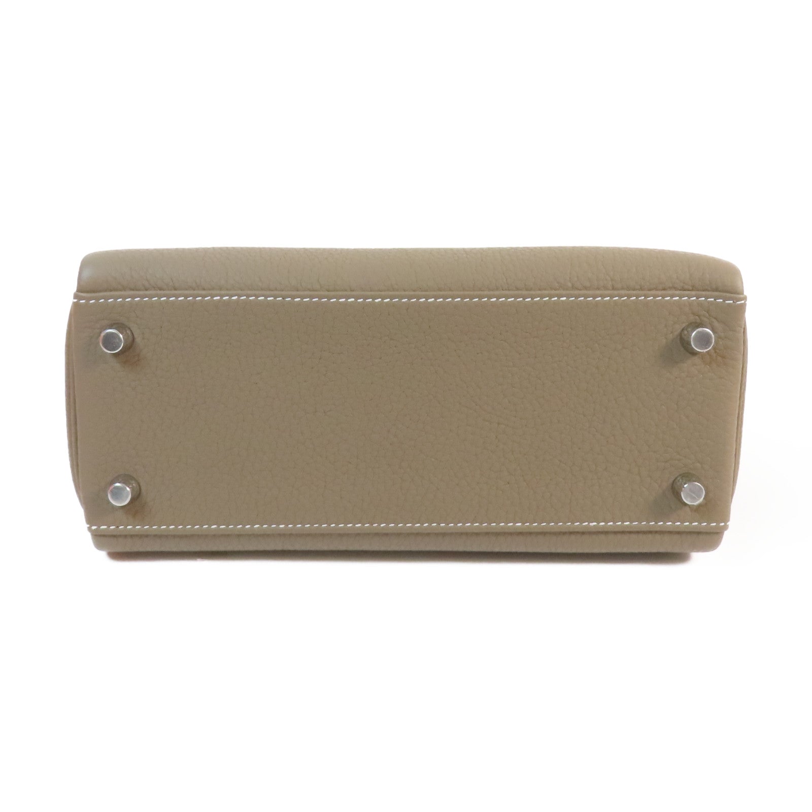 HERMES Togo皮革Kelly 25銀扣手挽肩背兩用袋Etoupe