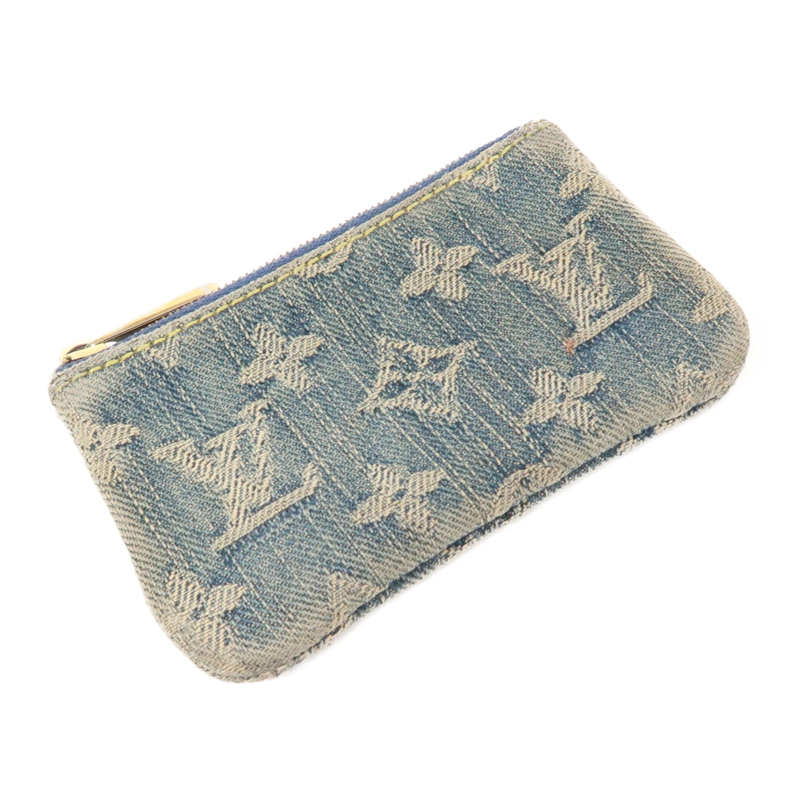 LOUIS VUITTON Monogram Denim Key & Coin Case金扣零錢包藍色
