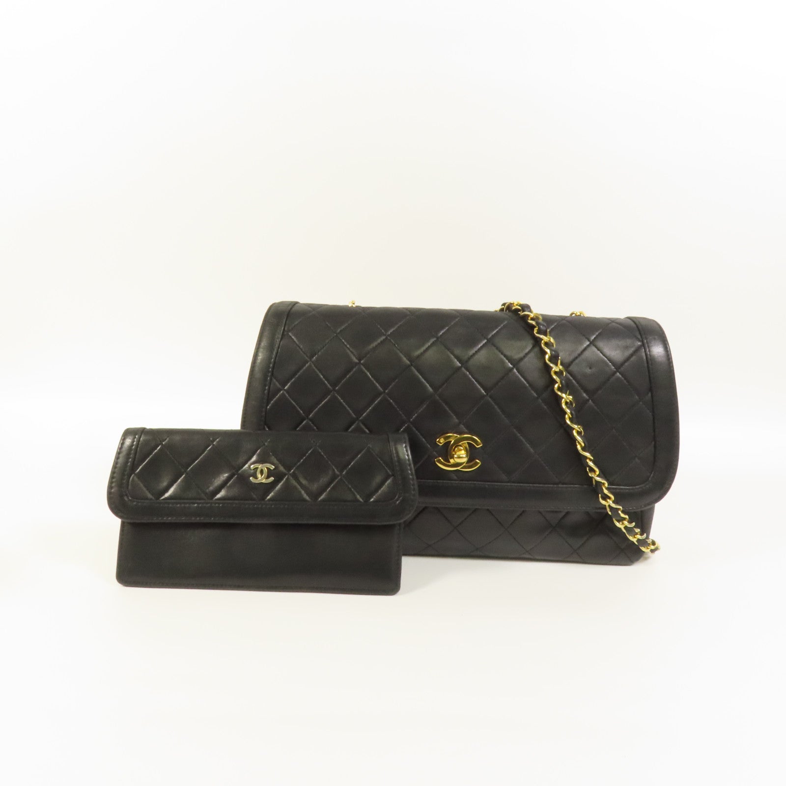 CHANEL 羊皮皮革Vintage Chain Shoulder金扣肩背袋