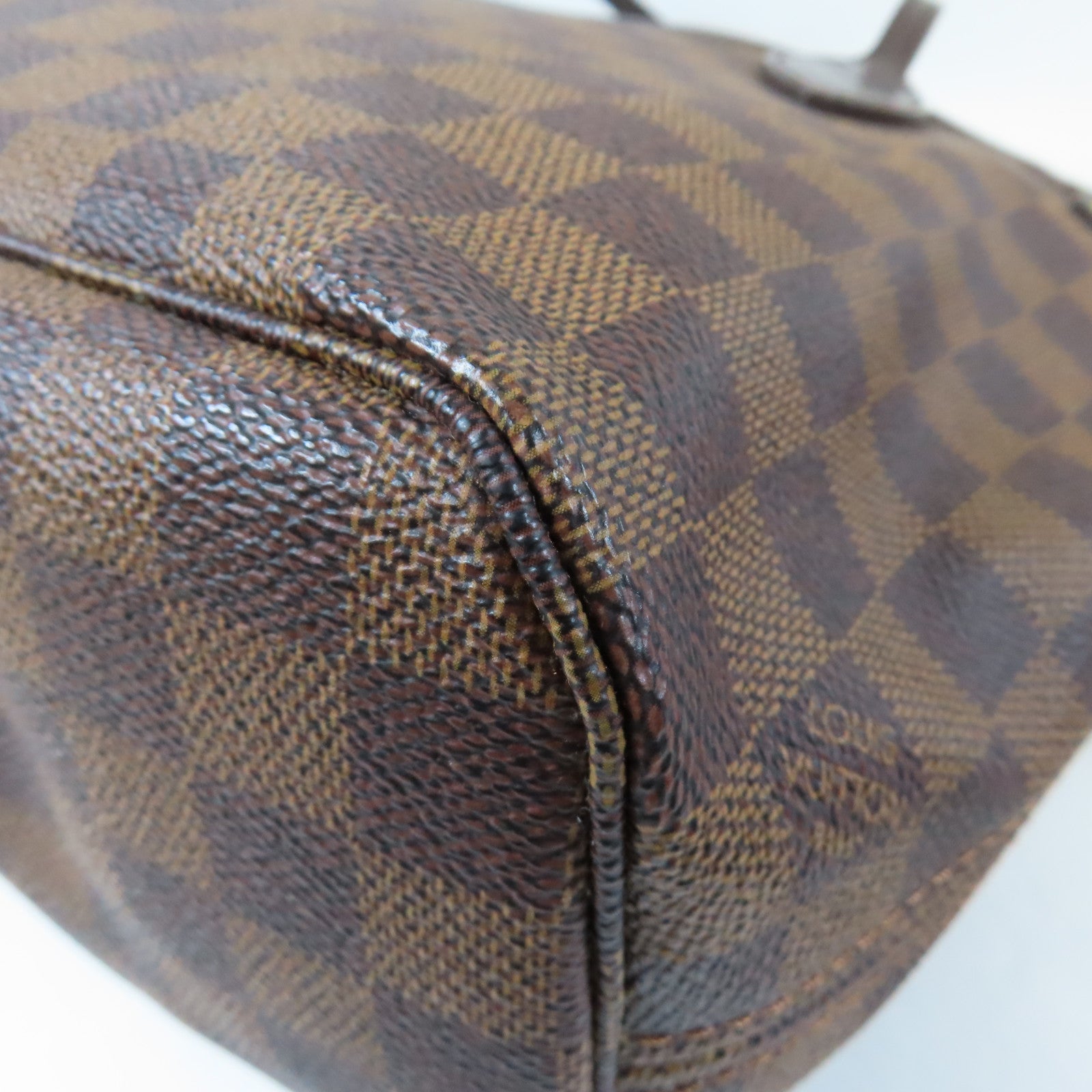 LOUIS VUITTON Damier Neverfull PM金扣手挽袋啡色