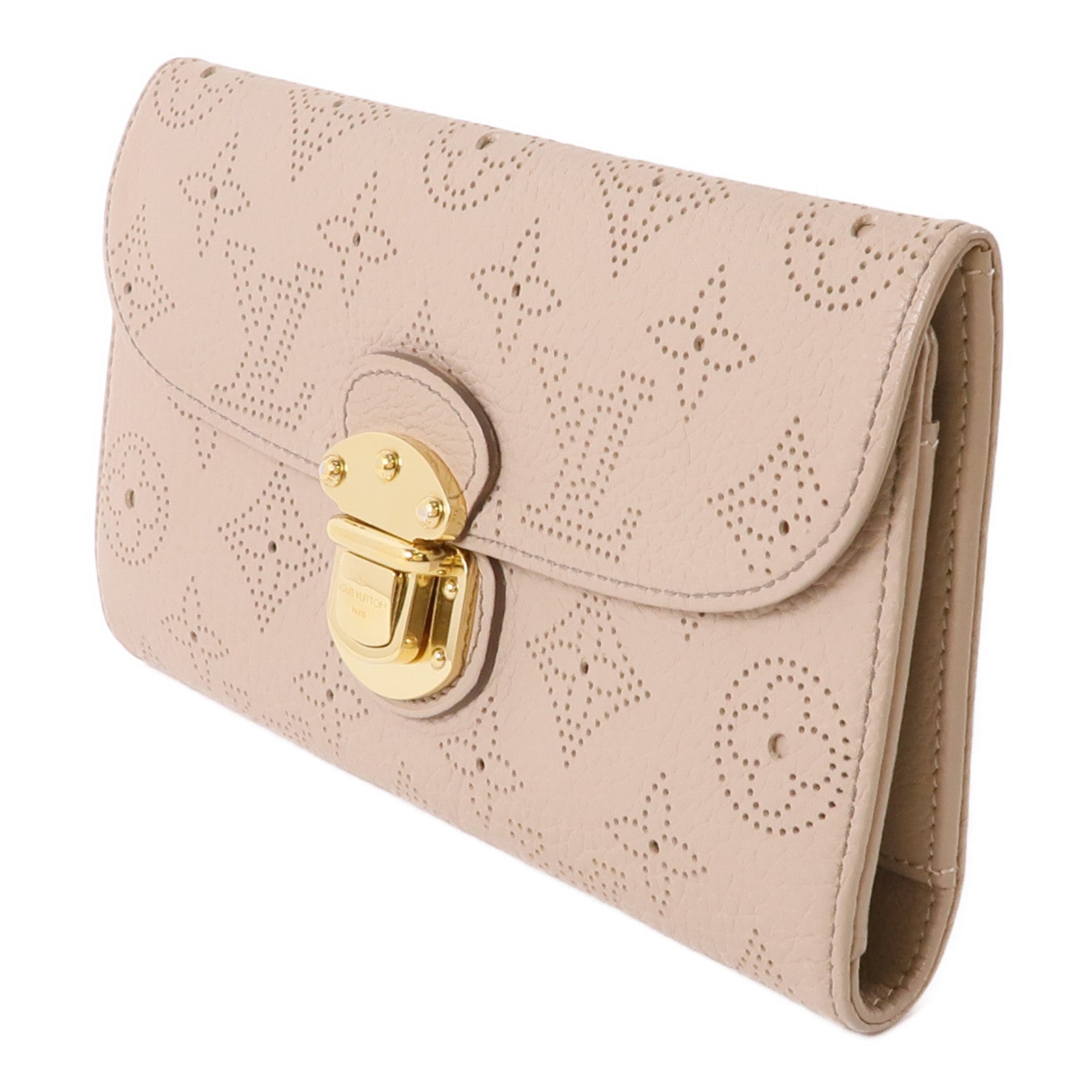 LOUIS VUITTON 【激減優惠】Monogram Mahina Amelia Coquille Long Wallet金扣長錢包米色