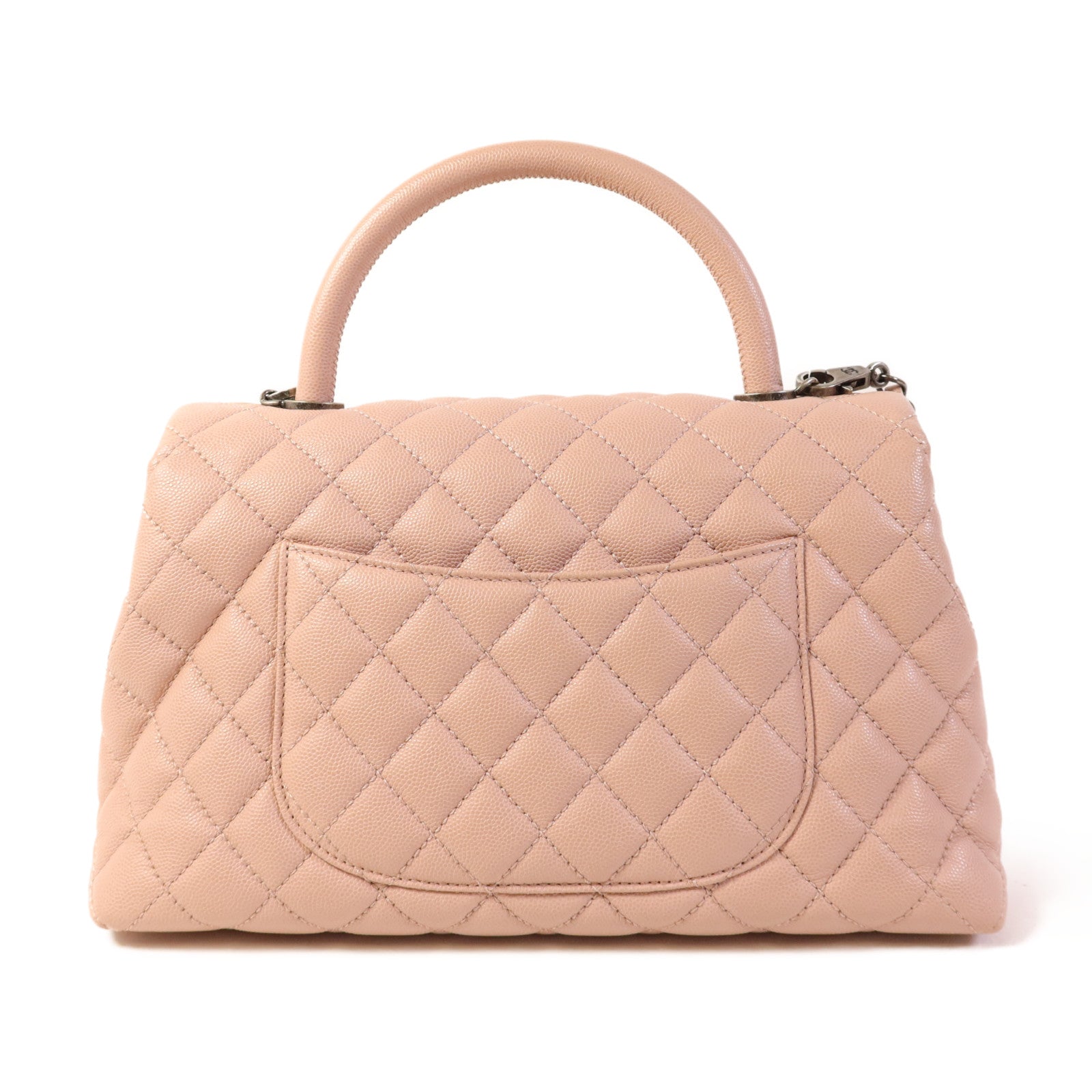 CHANEL 牛皮皮革Coco Handle銀扣手挽肩背兩用袋