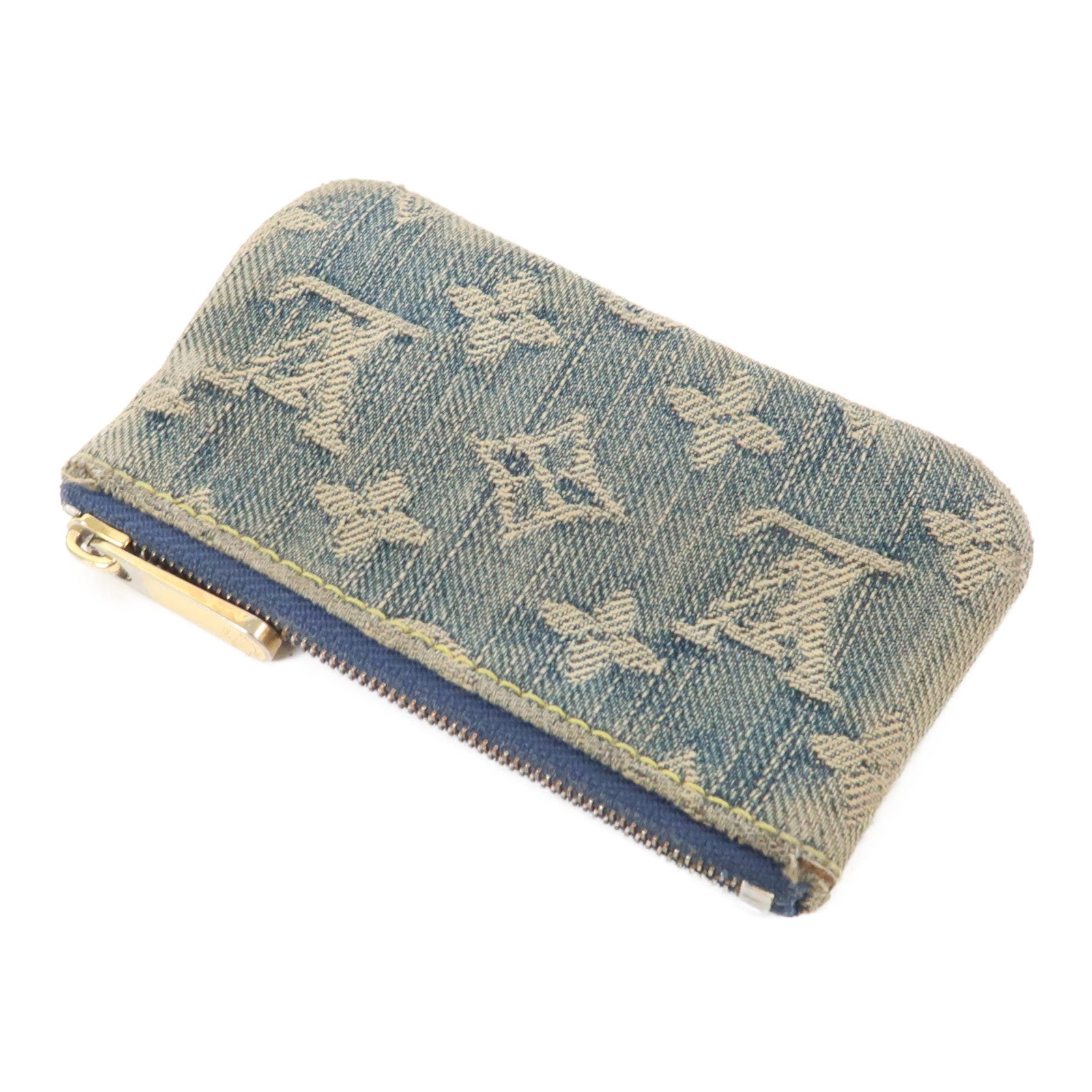 LOUIS VUITTON Monogram Denim Key & Coin Case金扣零錢包藍色