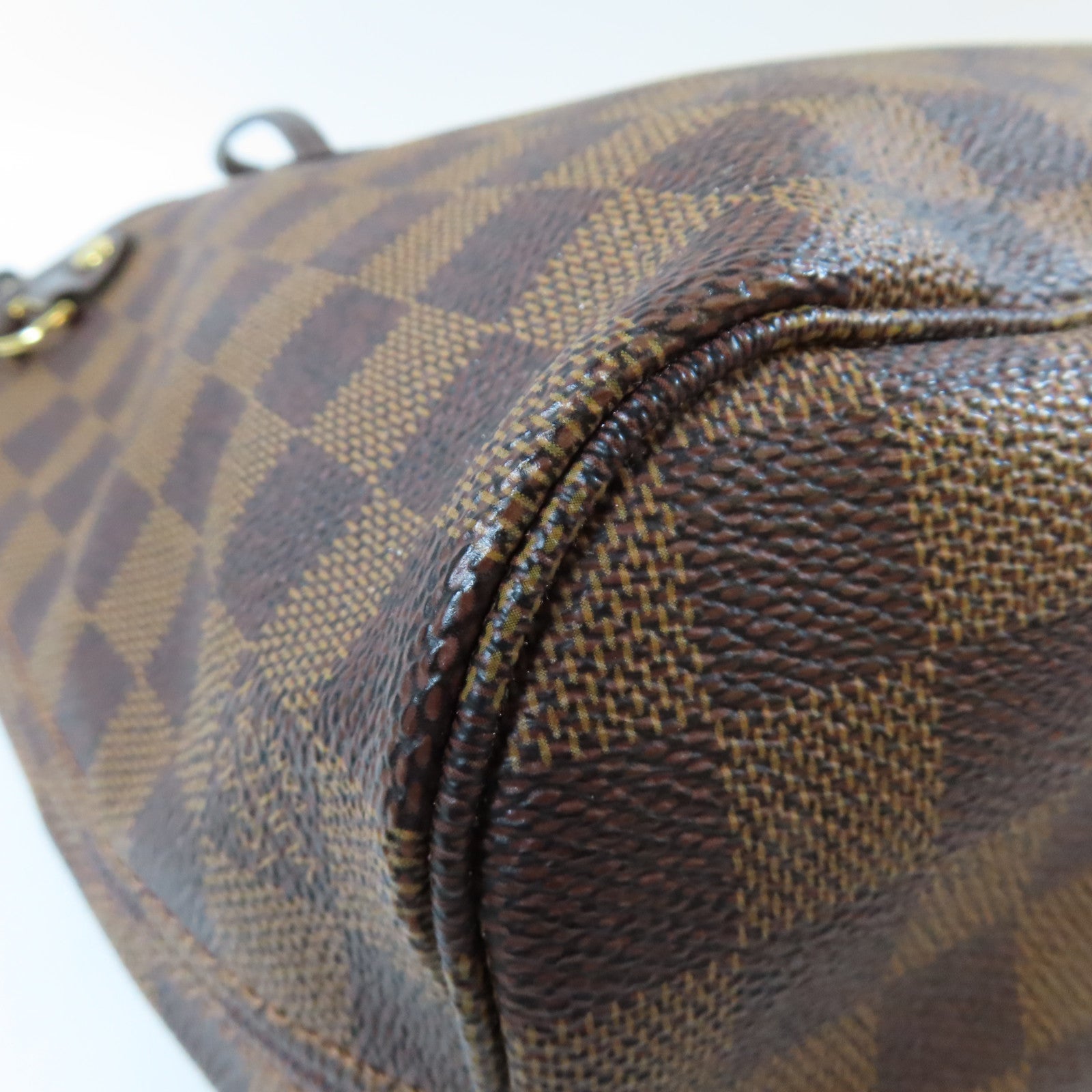 LOUIS VUITTON Damier Neverfull PM金扣手挽袋啡色