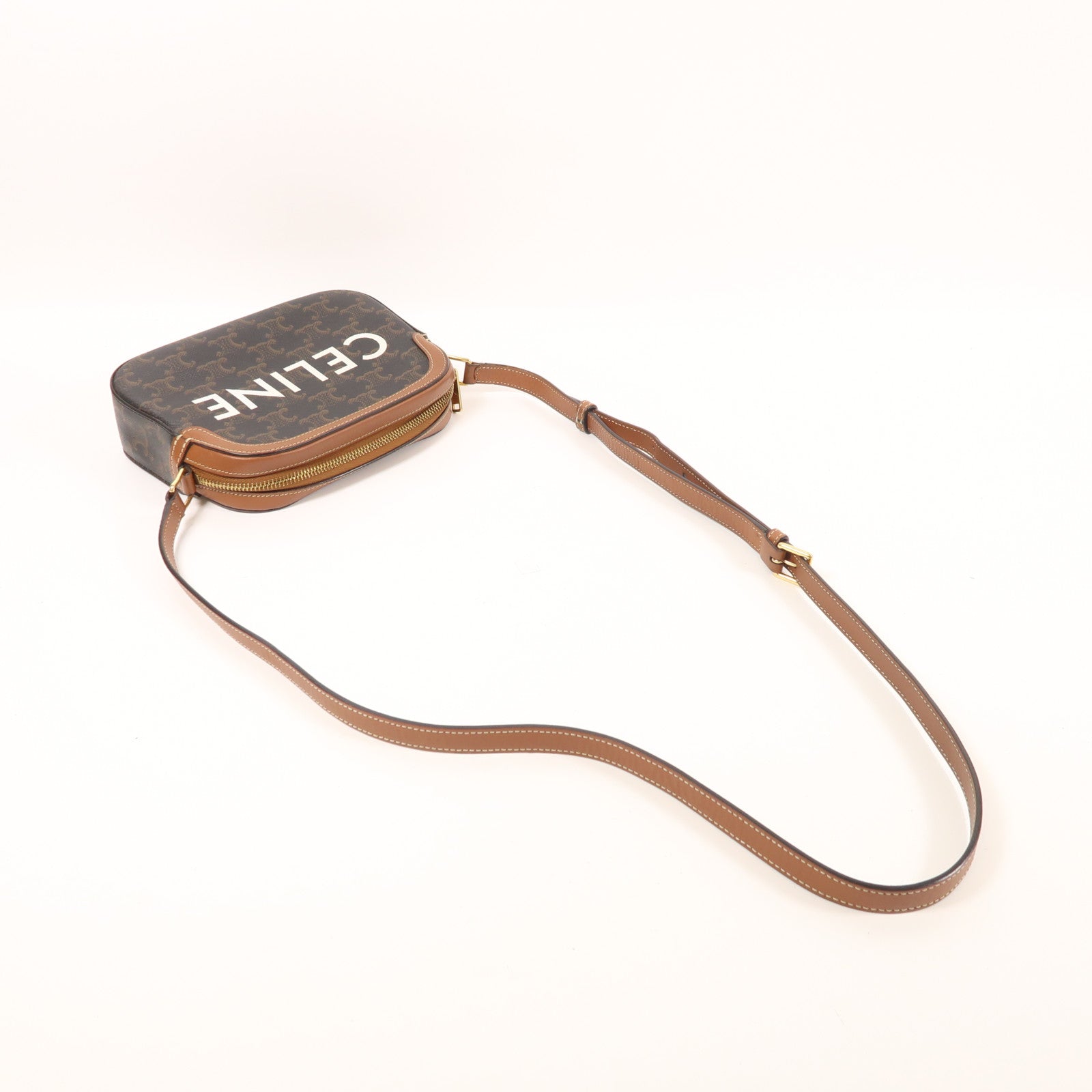 CELINE 塗層帆布Shoulder Bag金扣肩背袋