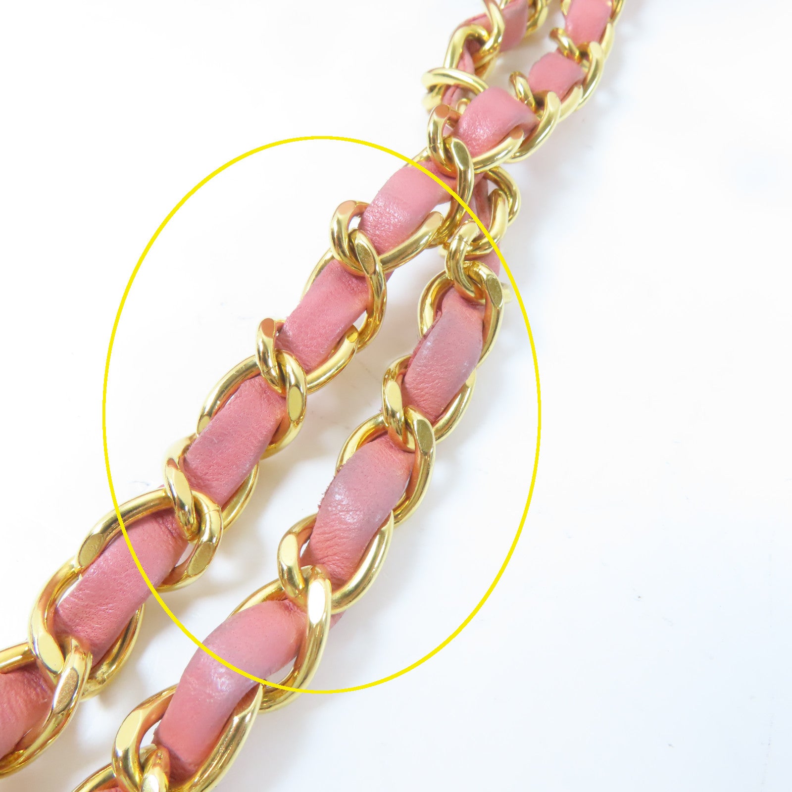 CHANEL 菱格羊皮皮革Chain Shoulder Bag金扣鏈帶肩背袋粉紅色
