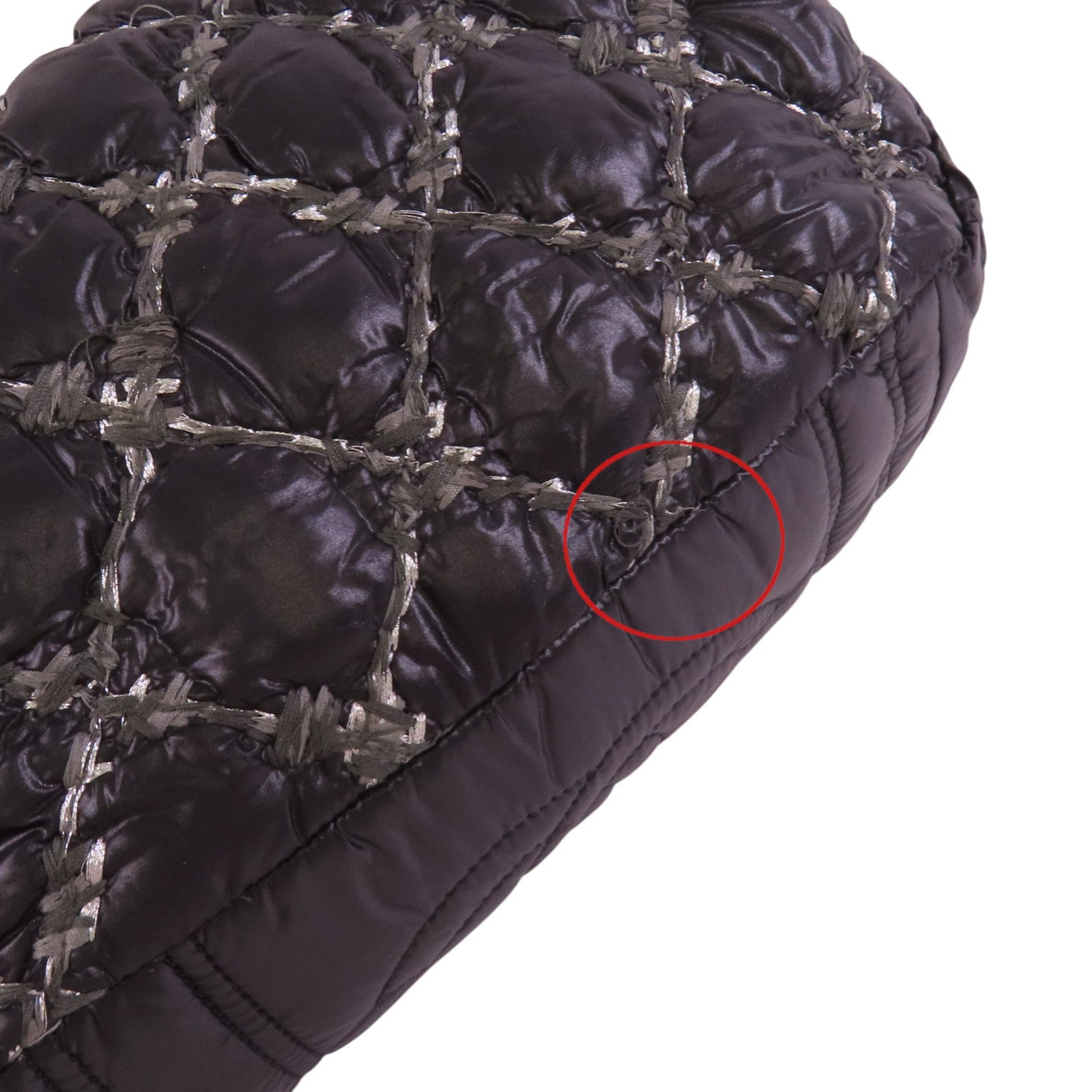 CHANEL 尼龍Chain Shoulder銀扣鏈帶肩背袋