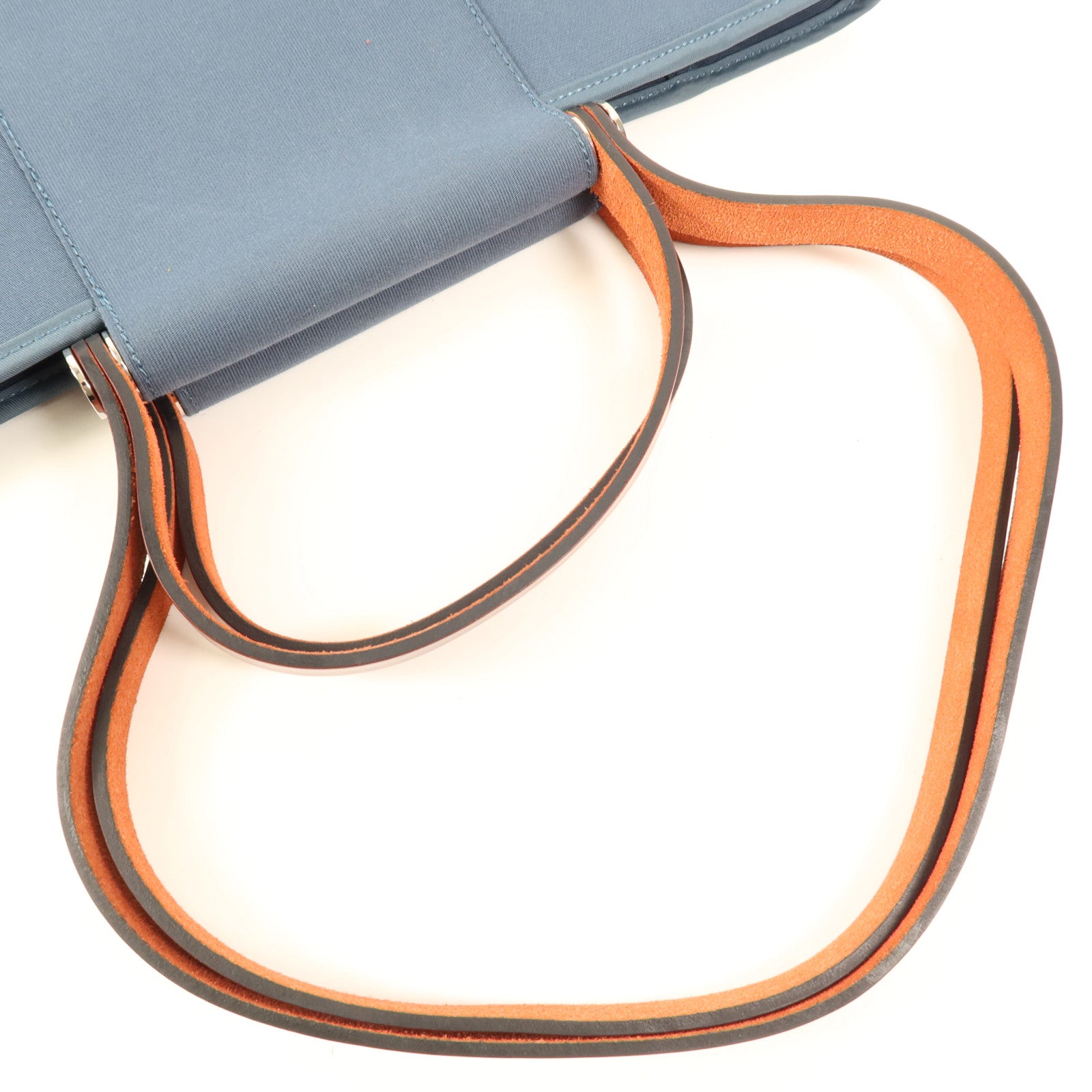 HERMES 帆布Cabag 32銀扣手挽肩背兩用袋Bleu Tempete