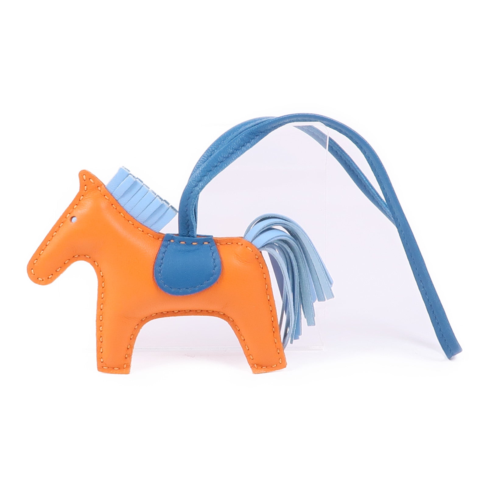 HERMES Milo皮革Rodeo PM掛飾Feu/Celeste/Cobalt